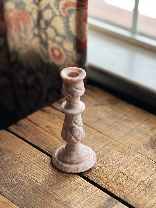 Vintage Pink Marble Candle Holder