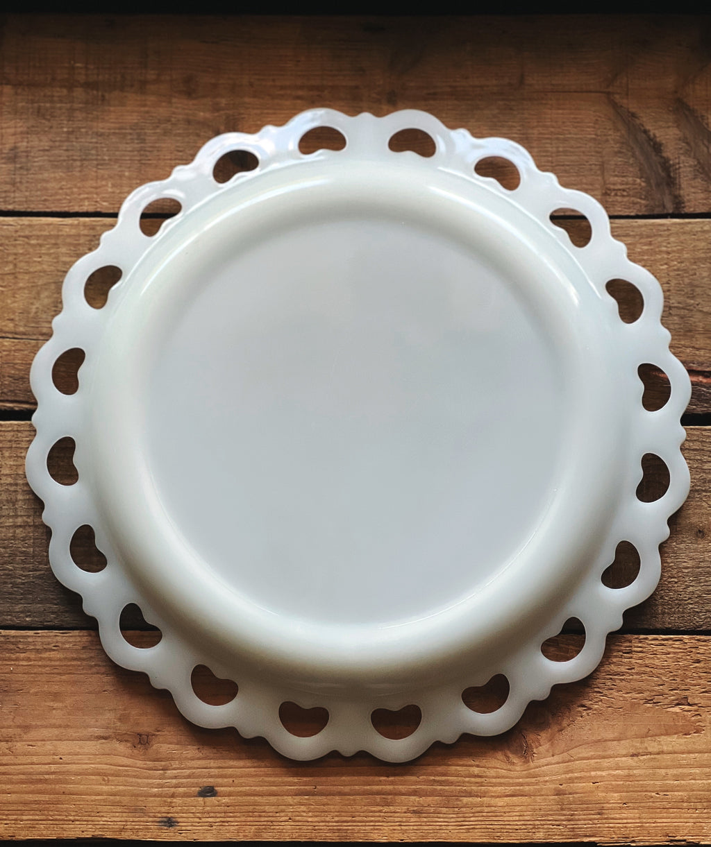 Vintage Anchor Hocking Milk Glass Cake Plate