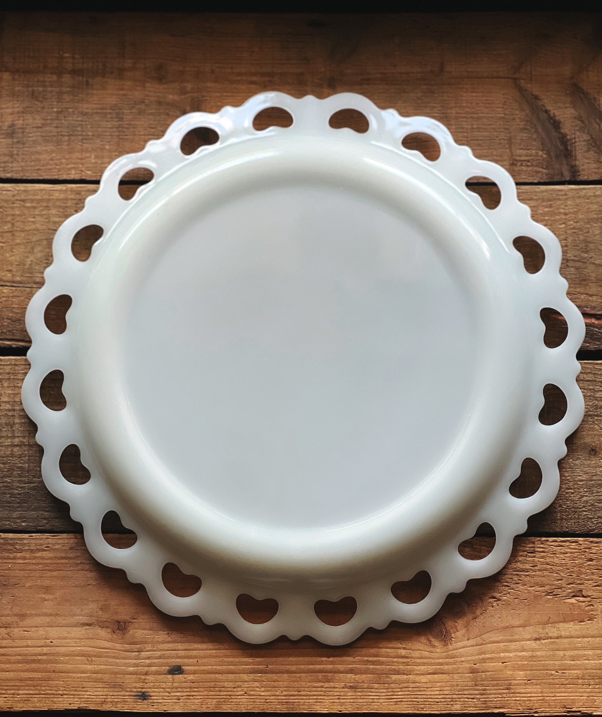 Vintage Anchor Hocking Milk Glass Cake Plate