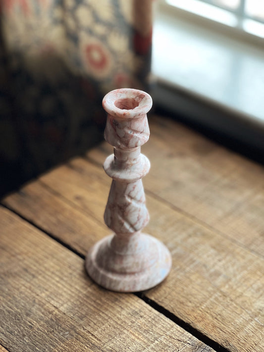 Vintage Pink Marble Candle Holder