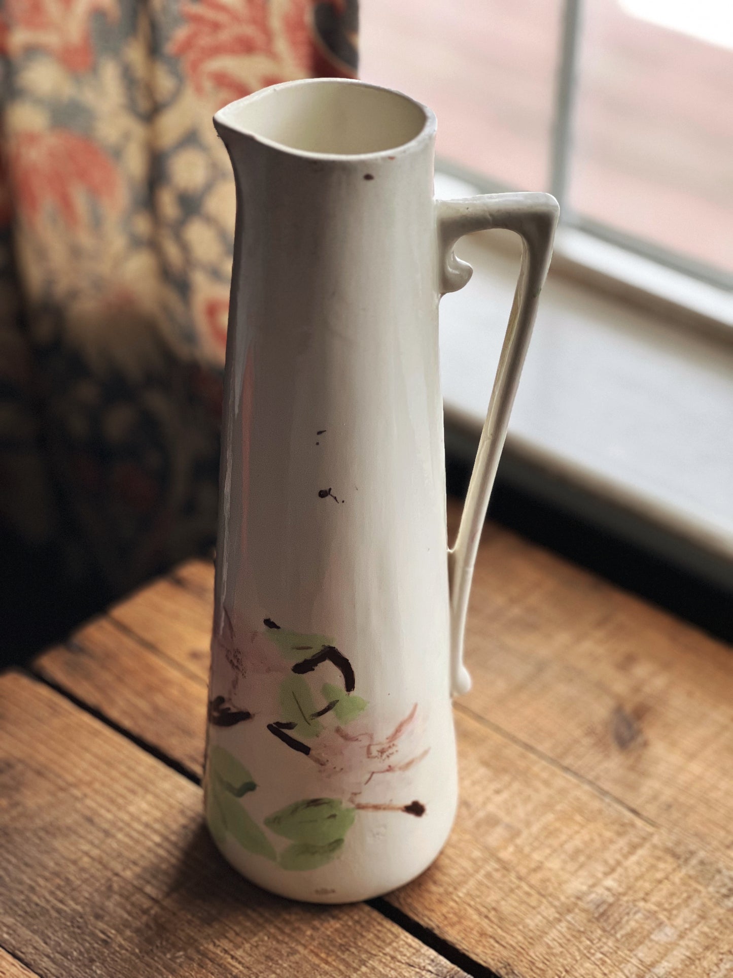 Hand Painted Vintage Shabby Pitcher