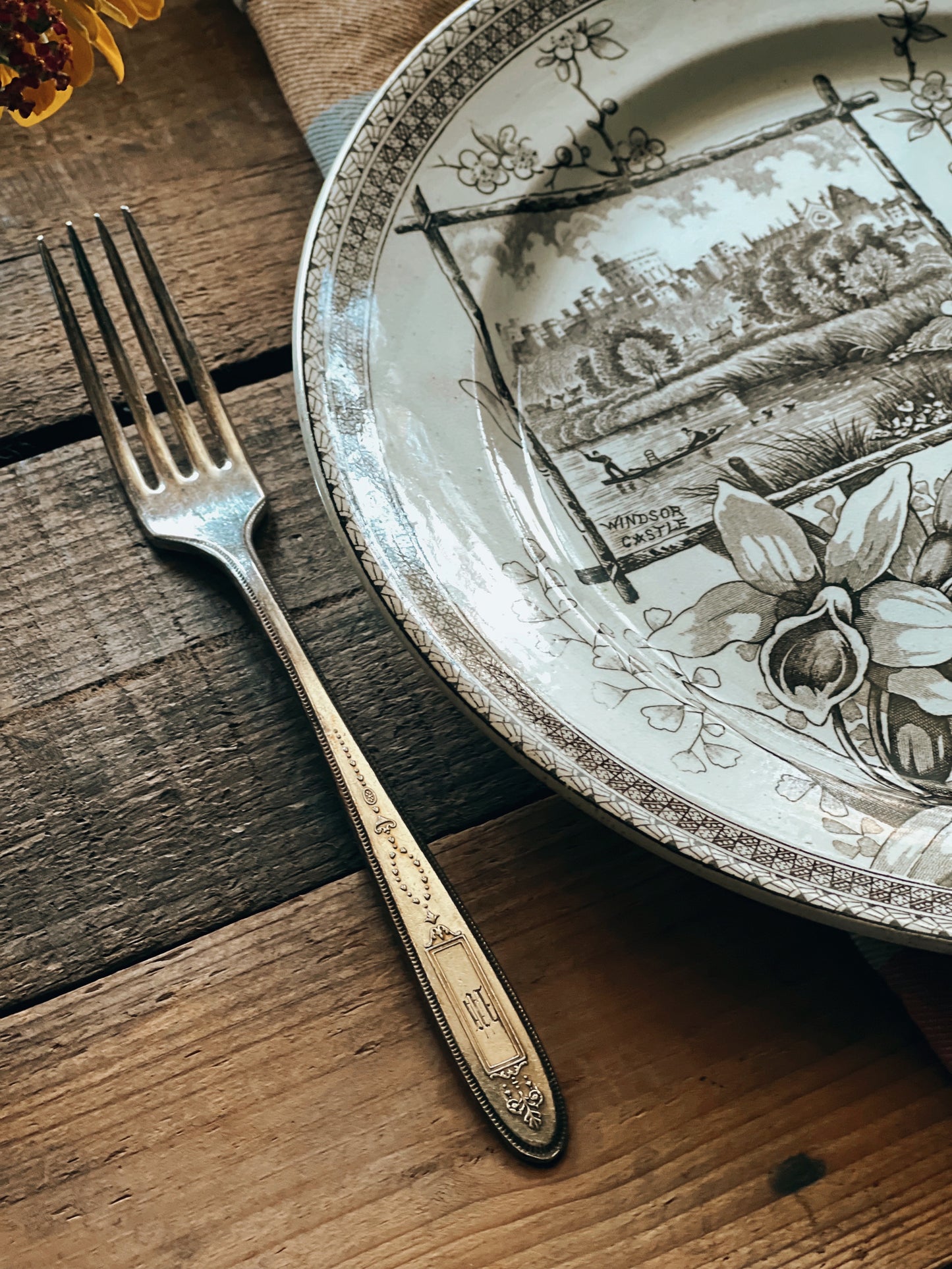 Antique Oneida Community Plate Grosvenor Dinner Fork with Monogram