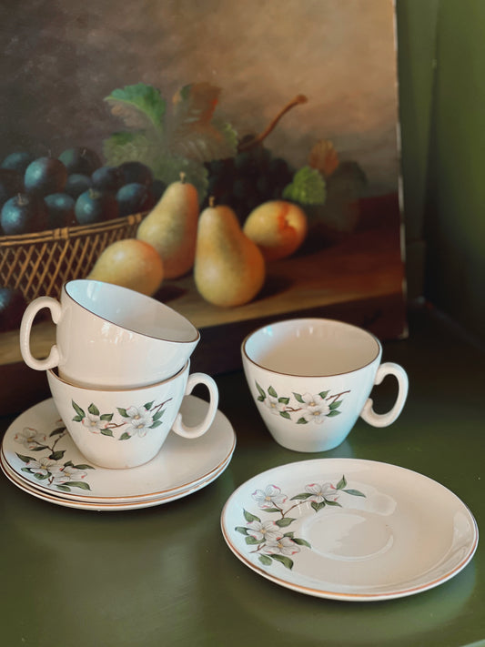 Vintage Dogwood Pattern Tea Cup & Saucer Set