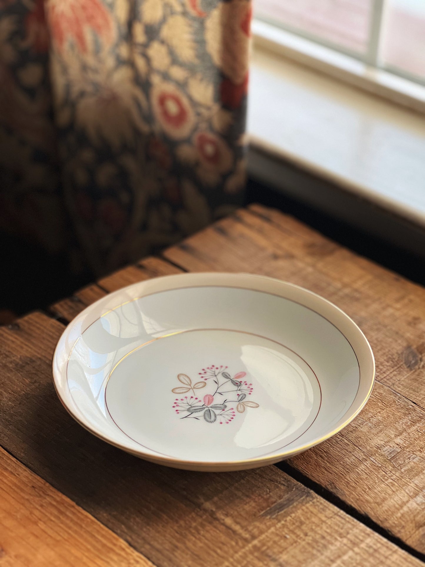 pink floral soup bowls