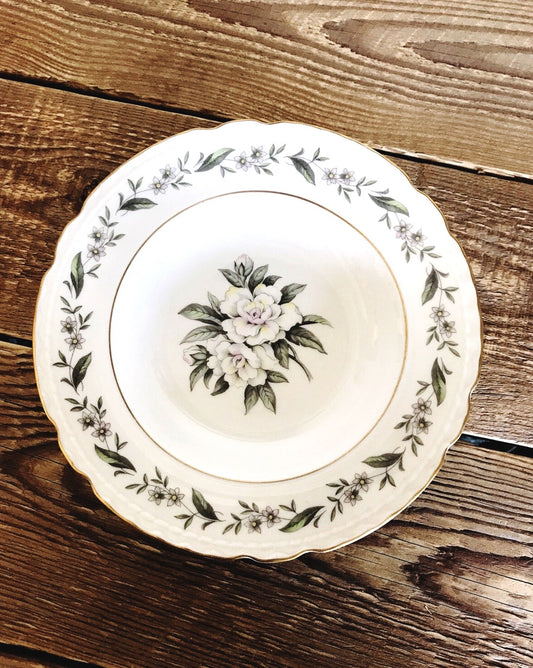 Vintage Jackson China Royal Jackson Fleur de Blanc Set of 4 Rimmed Soup Bowls