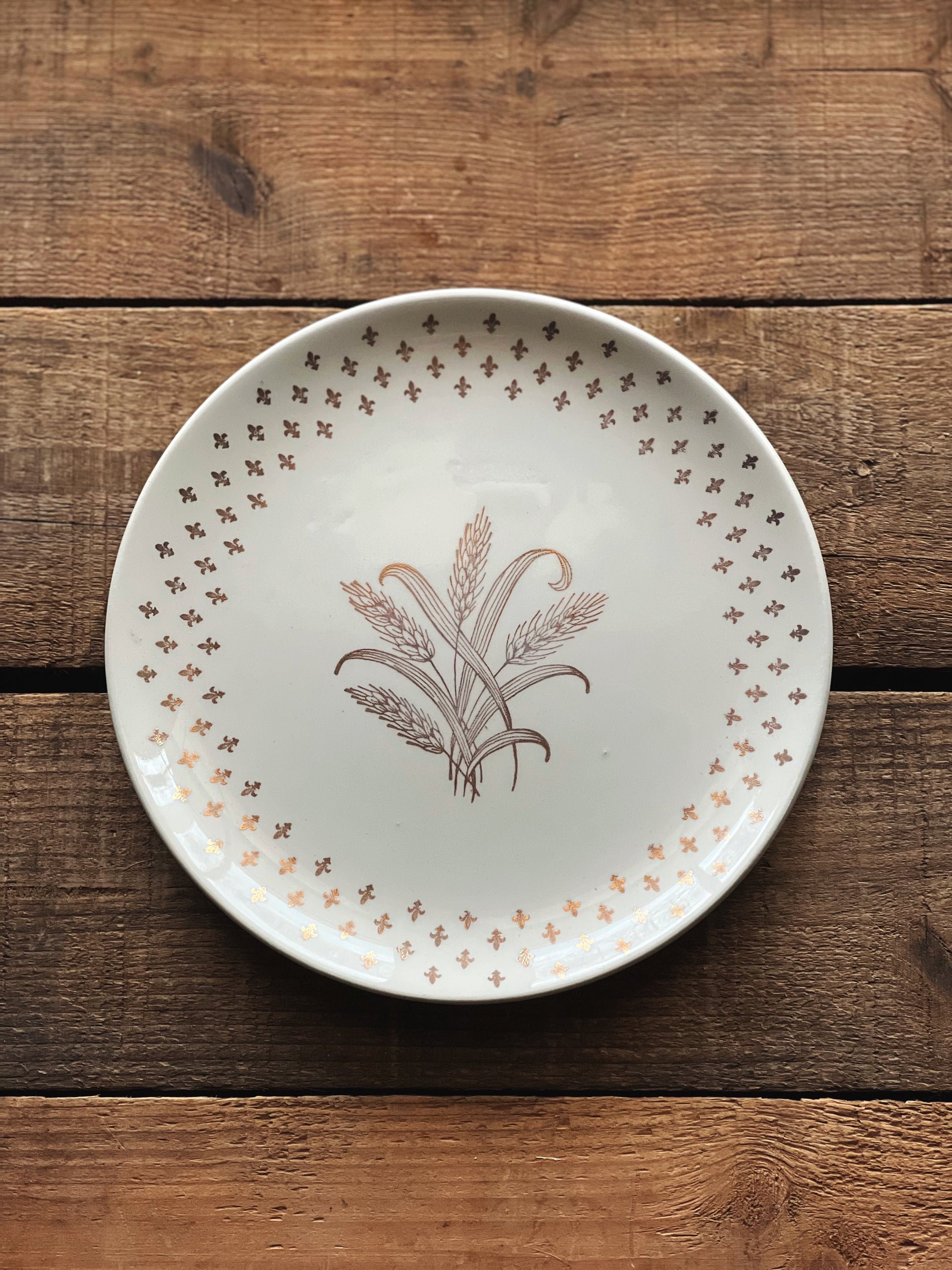 golden wheat pattern salad plates