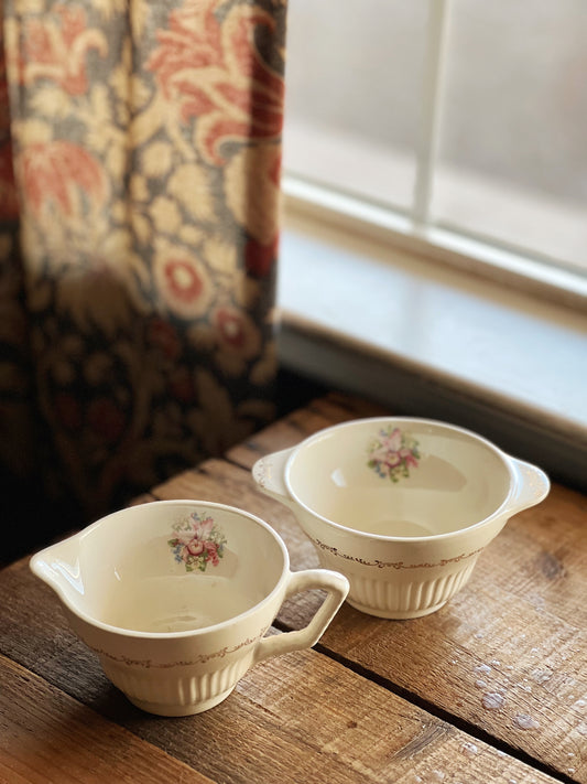 Vintage Floral Creamer & Sugar Bowl Set