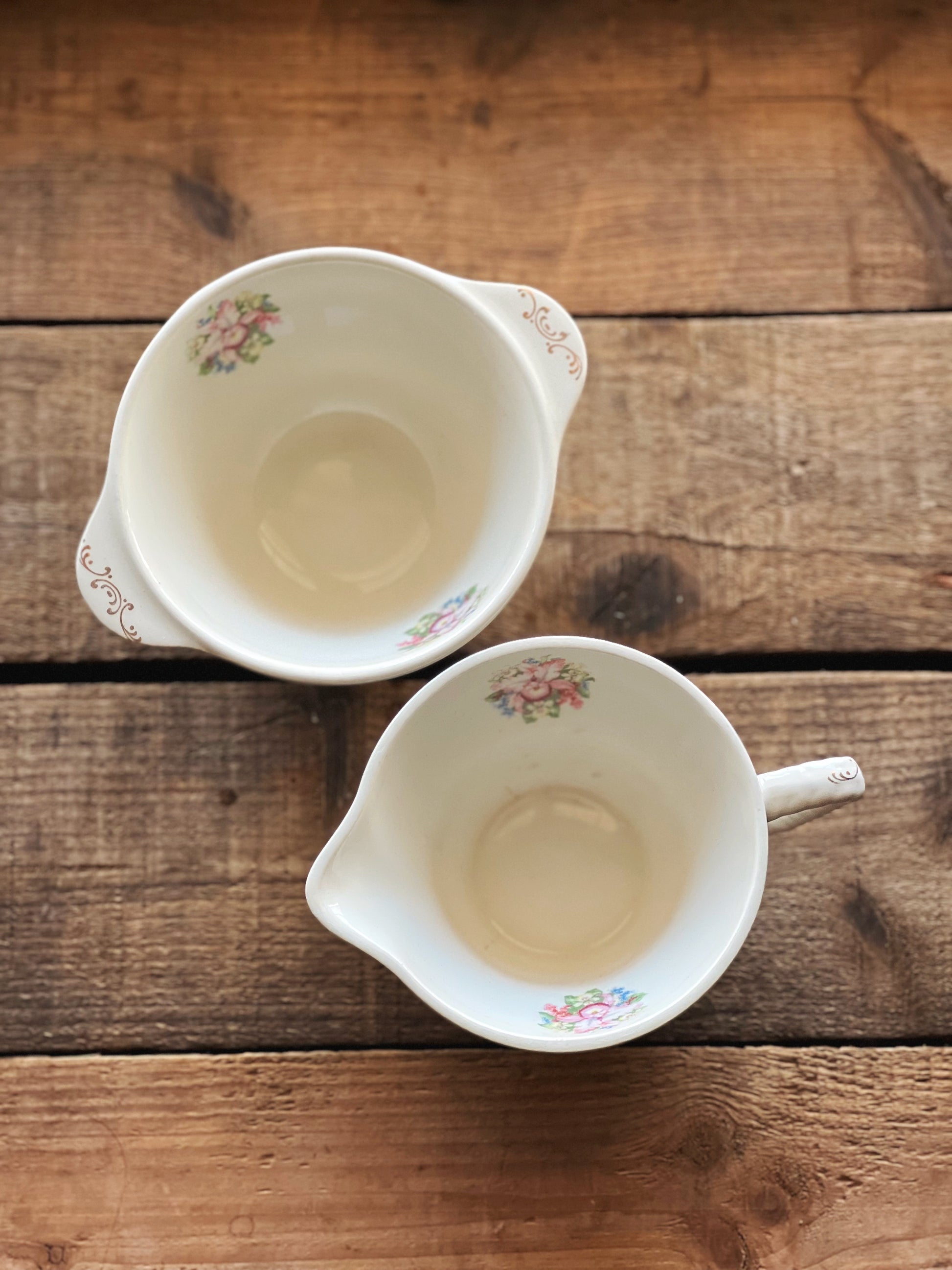 Vintage Floral Creamer & Sugar Bowl Set