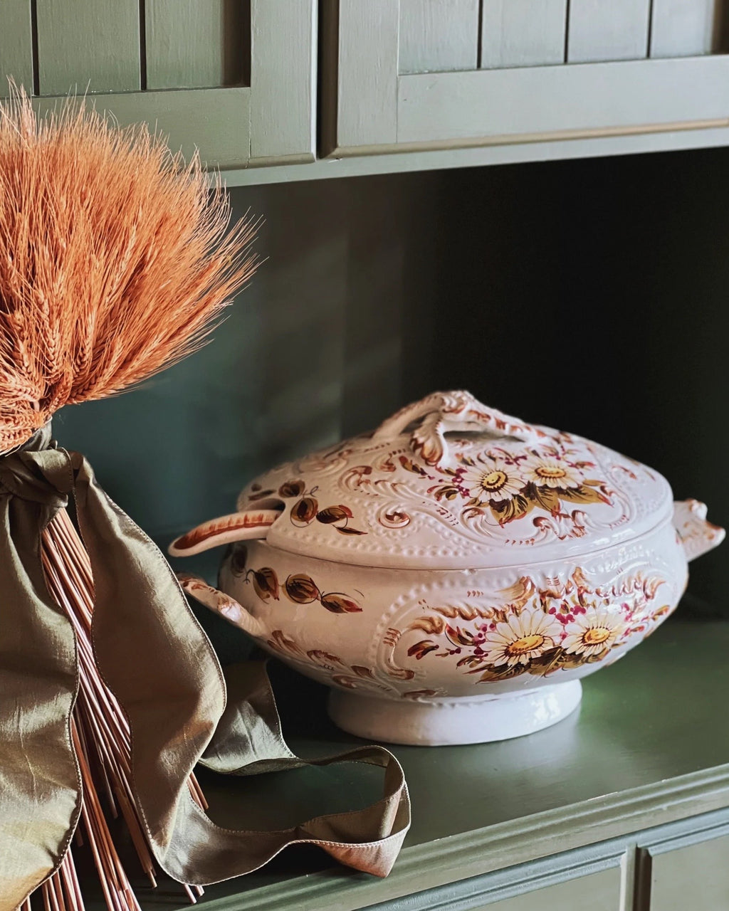 hand painted tureen with ladle 