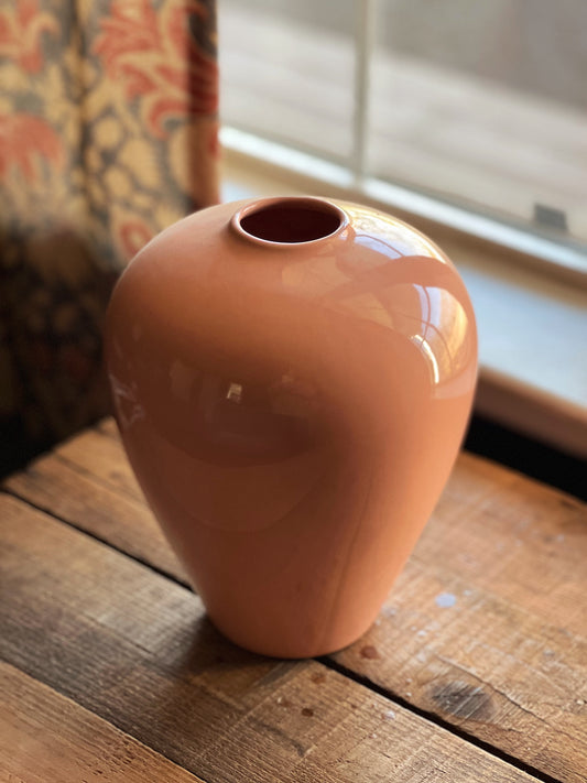 Vintage Peachy Pink Embossed Flower Vase