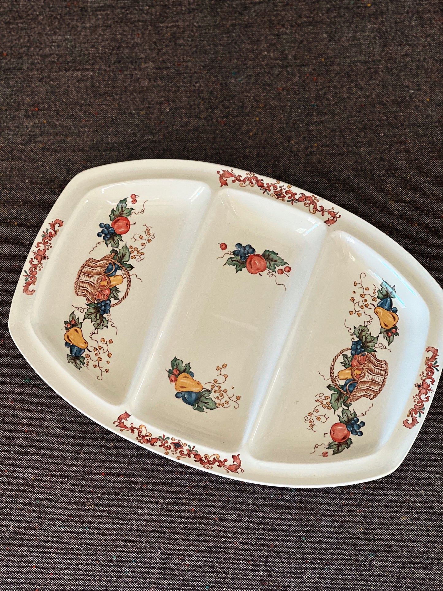 Vintage Hand Painted 3 Section Serving Platter Made in Japan