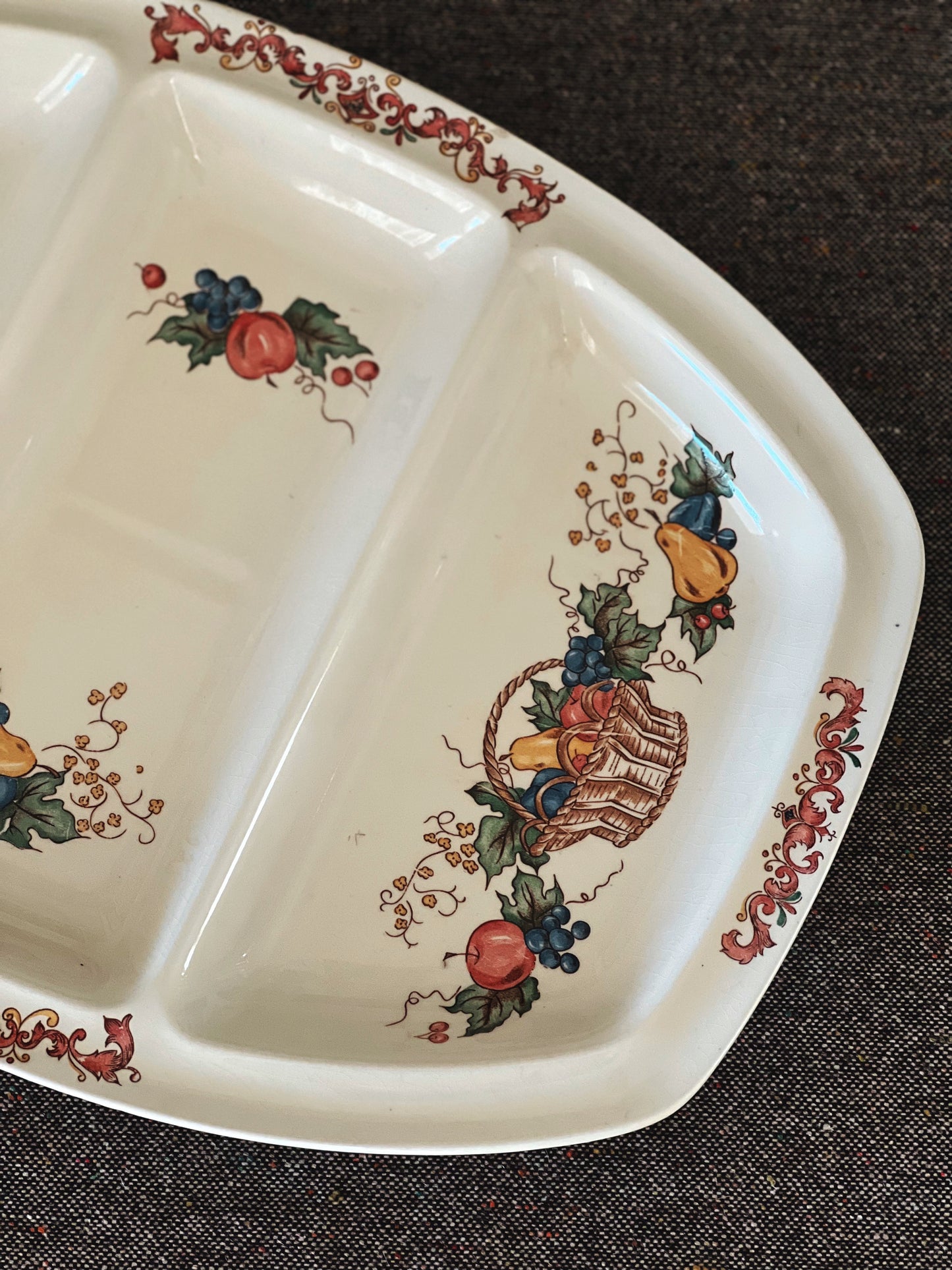 Vintage Hand Painted 3 Section Serving Platter Made in Japan