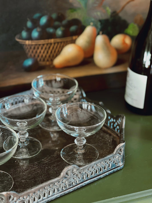 Vintage Champagne Coupe with Bamboo Stem