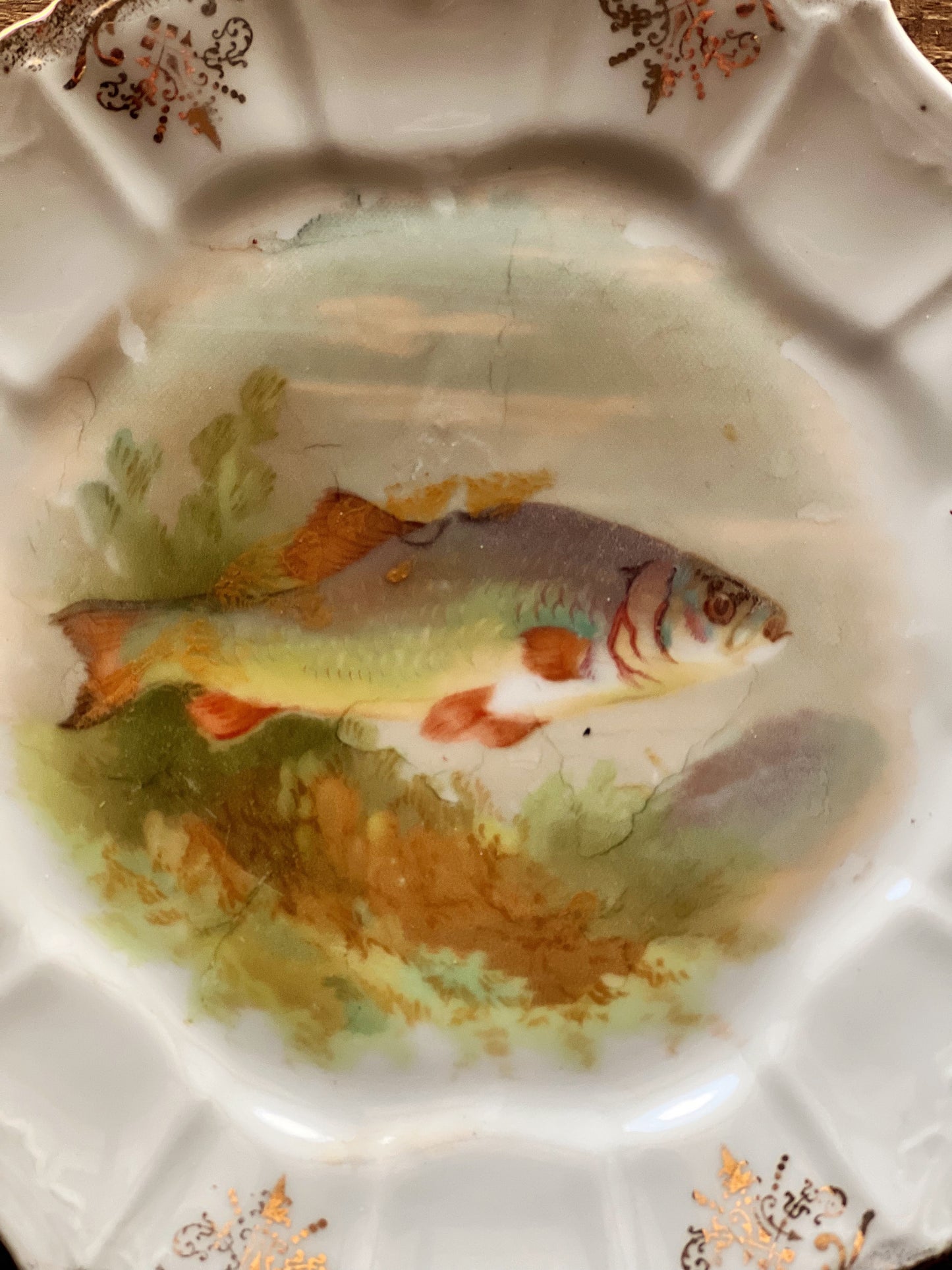 Antique Hand Painted Fish Plate