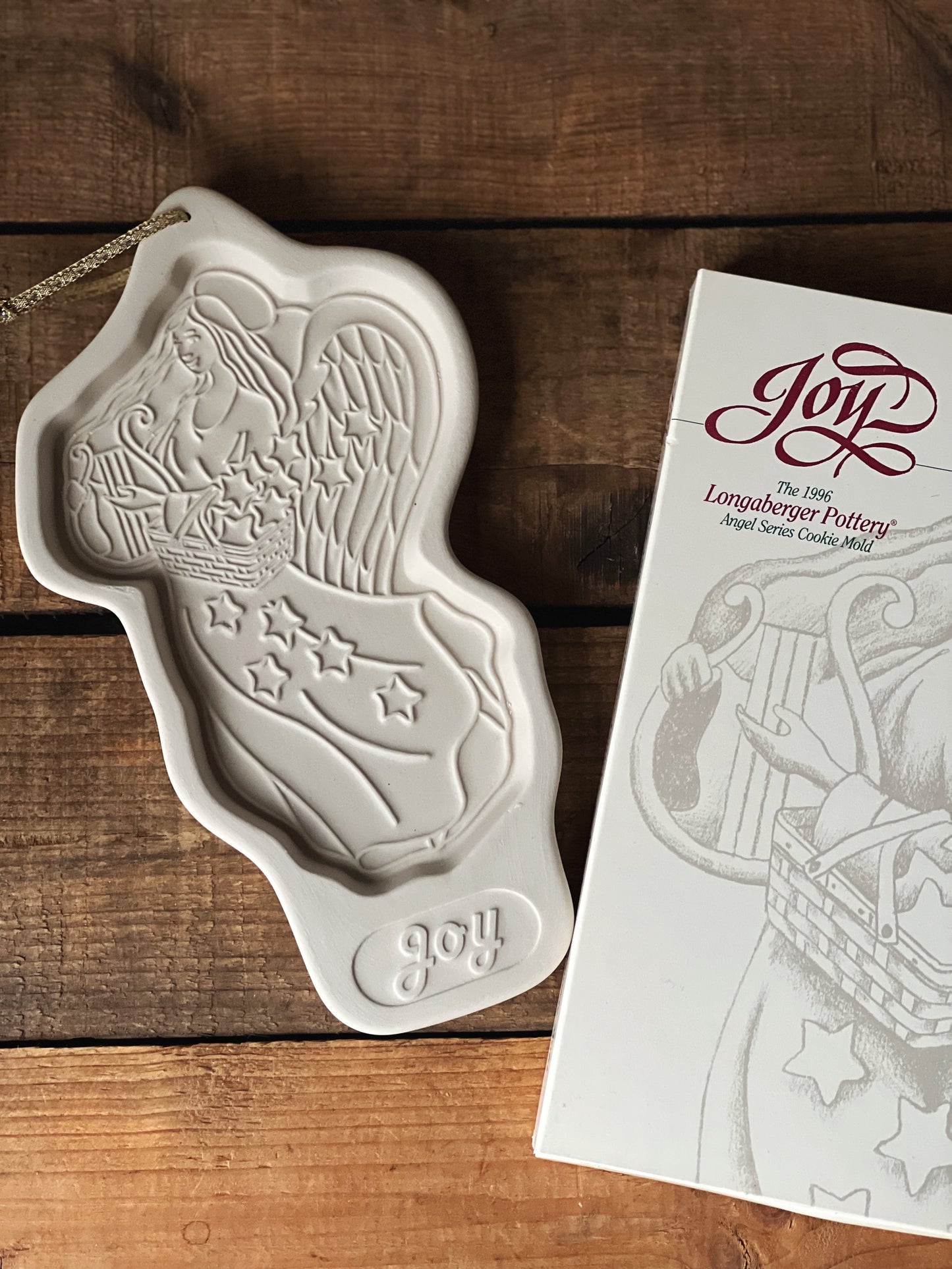 Vintage Longaberger 1996 Angel Series Cookie Springerle Mold 'Joy'