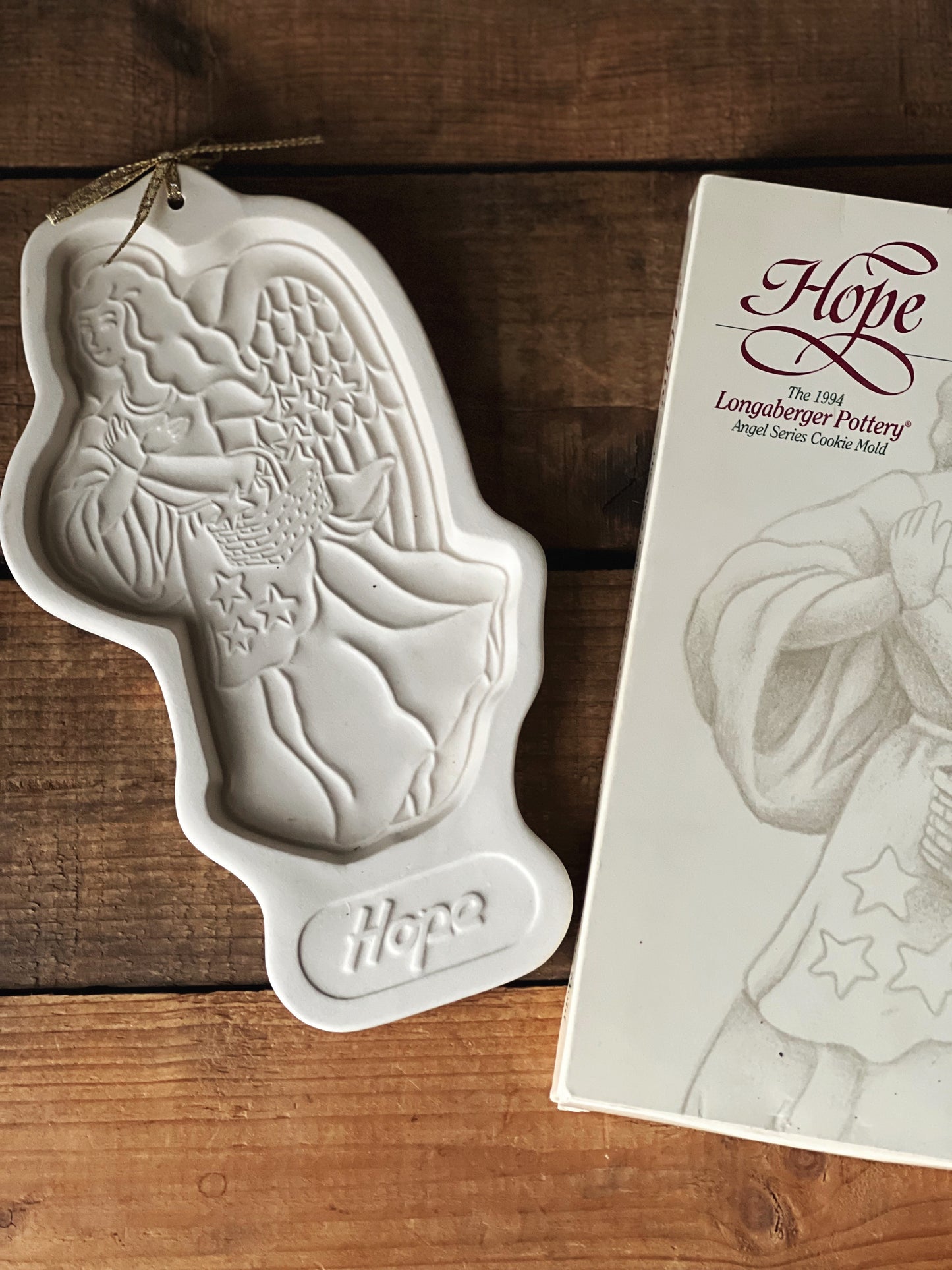 Vintage Longaberger 1994 Angel Series Cookie Springerle Mold 'Hope'