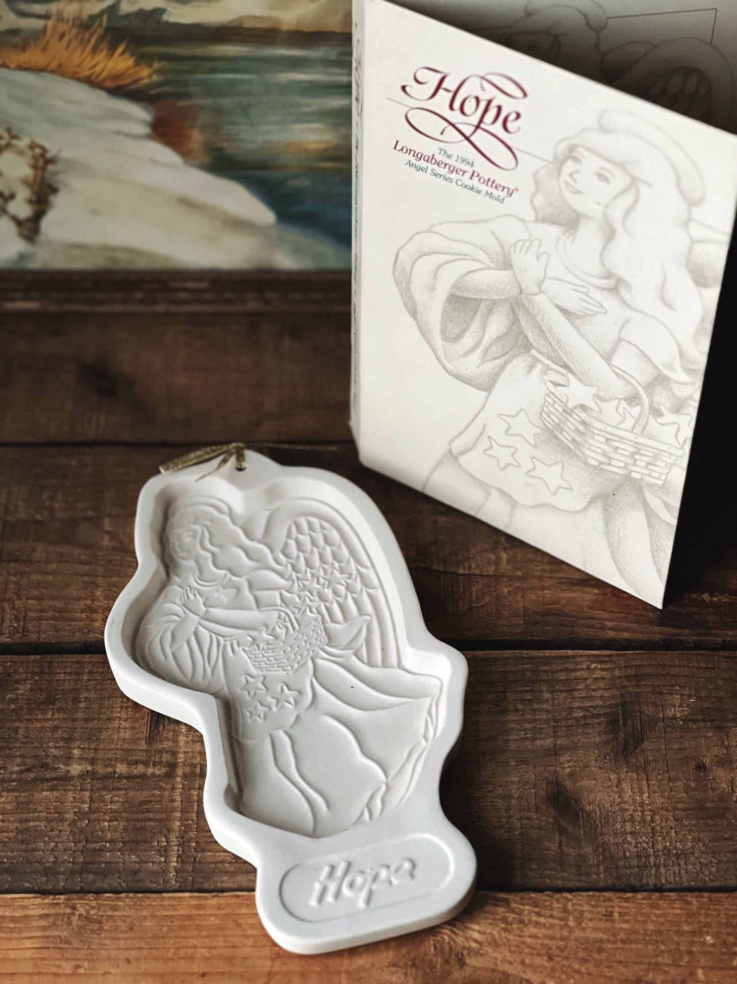 Vintage Longaberger 1994 Angel Series Cookie Springerle Mold 'Hope'