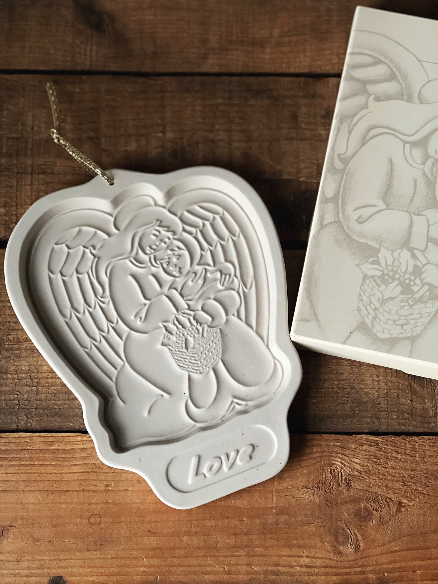 Vintage Longaberger 1995 Angel Series Cookie Springerle Mold 'Love'