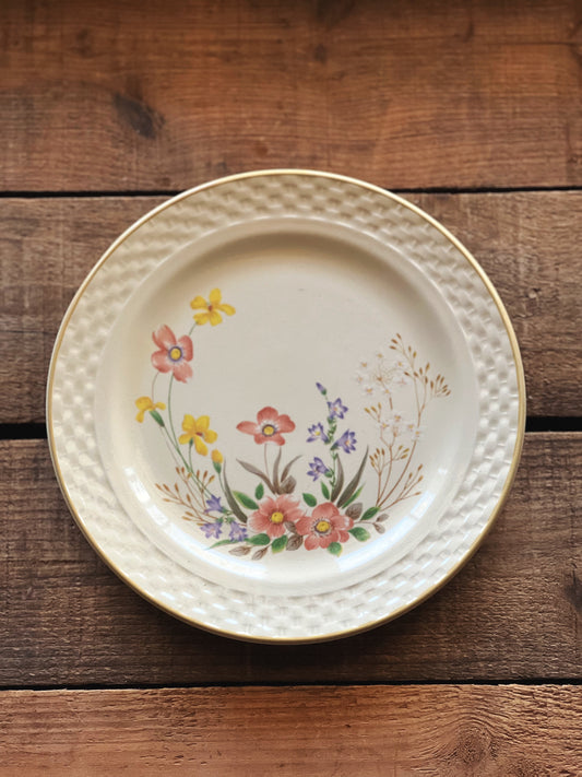 multi color floral stoneware plate