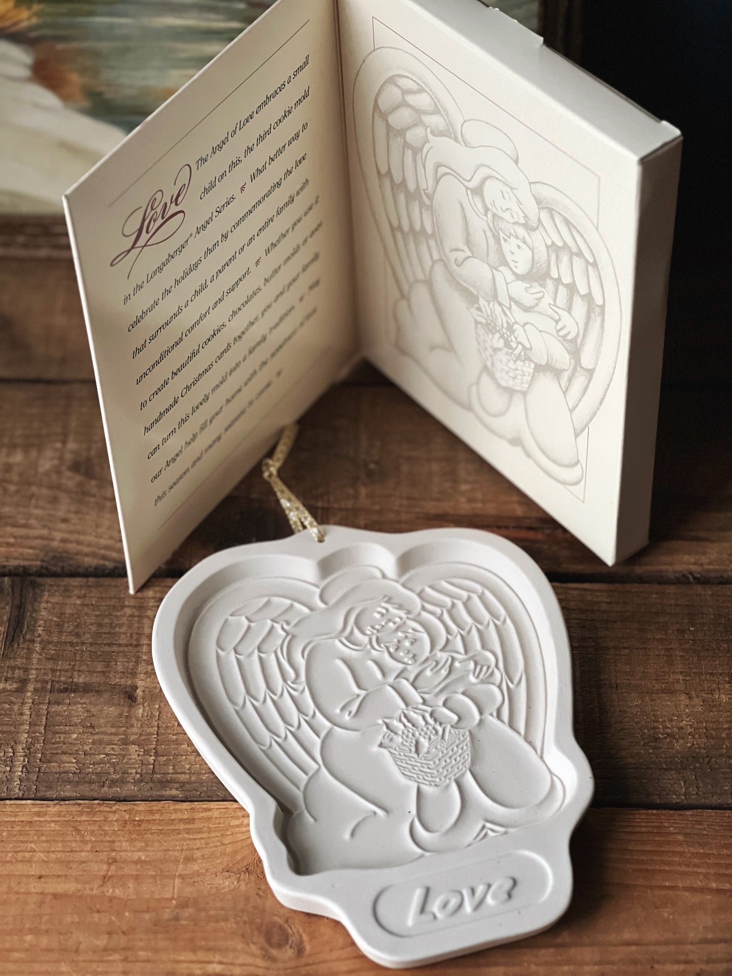 Vintage Longaberger 1995 Angel Series Cookie Springerle Mold 'Love'