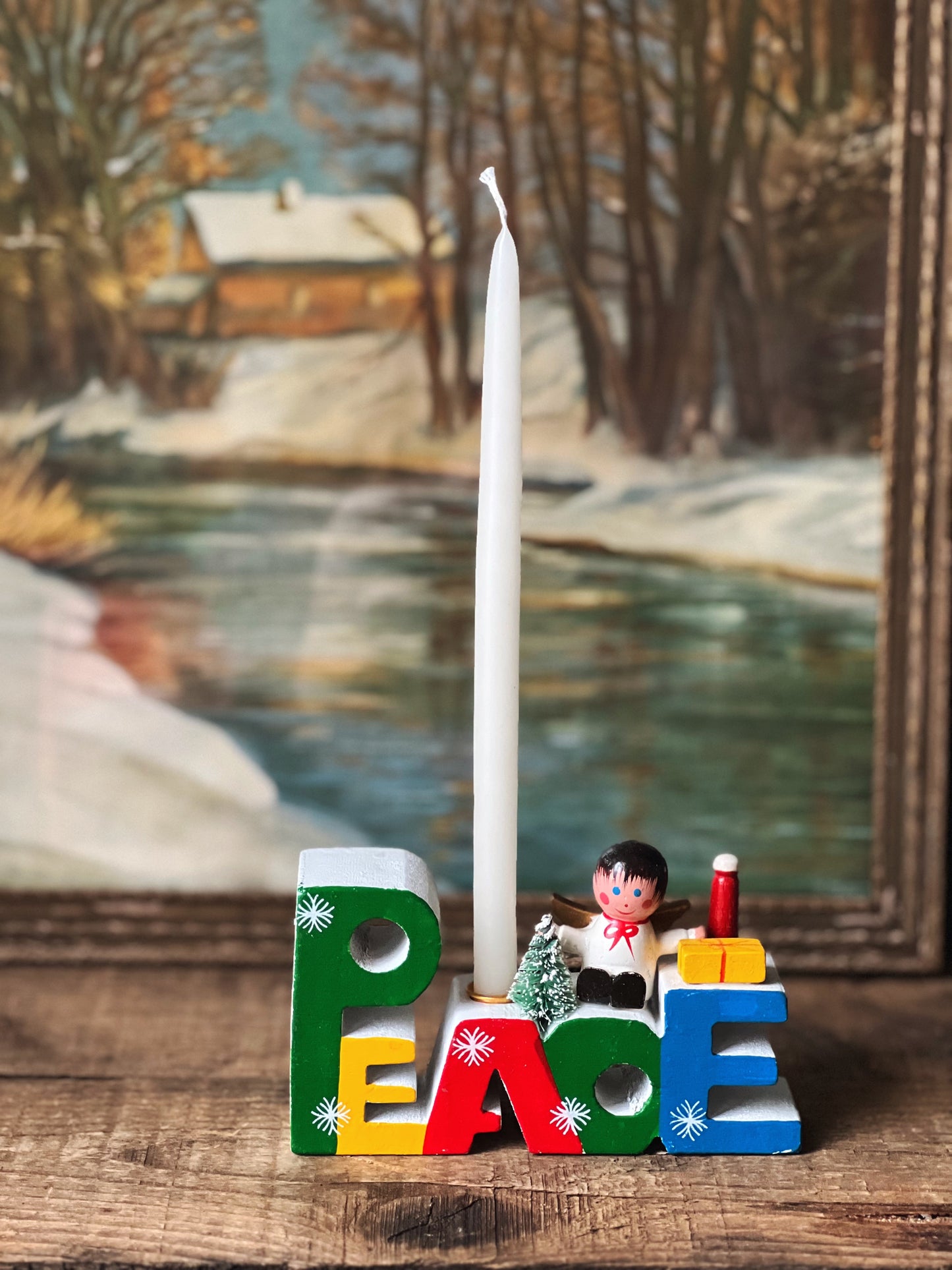 Vintage Giftco Taiwan 'Peace' Christmas Candleholder