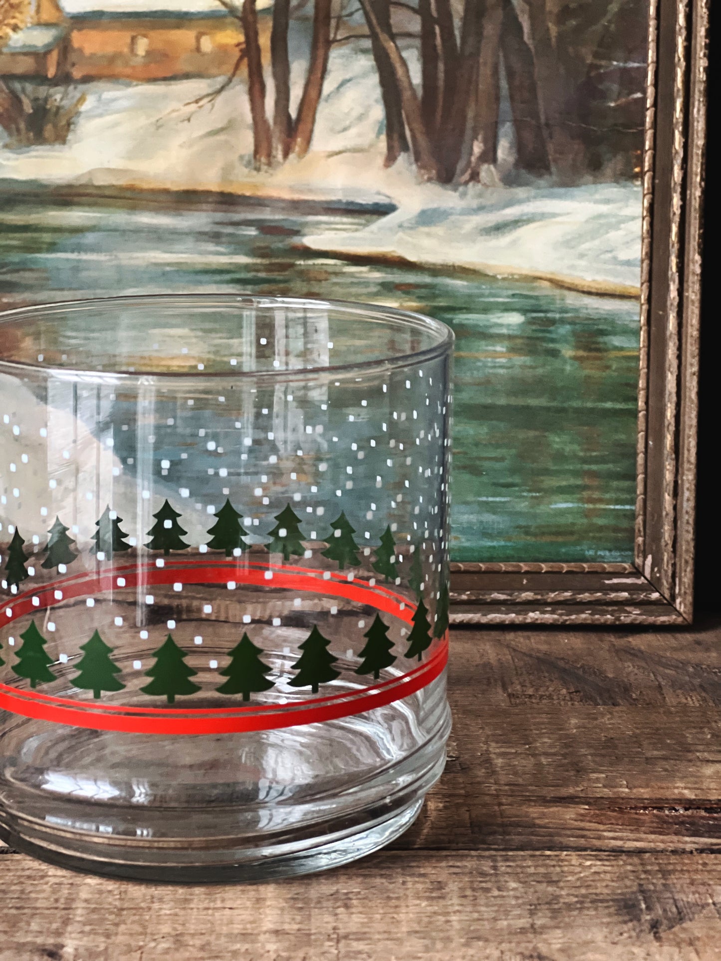 Vintage Glass Christmas Hurricane Lamp