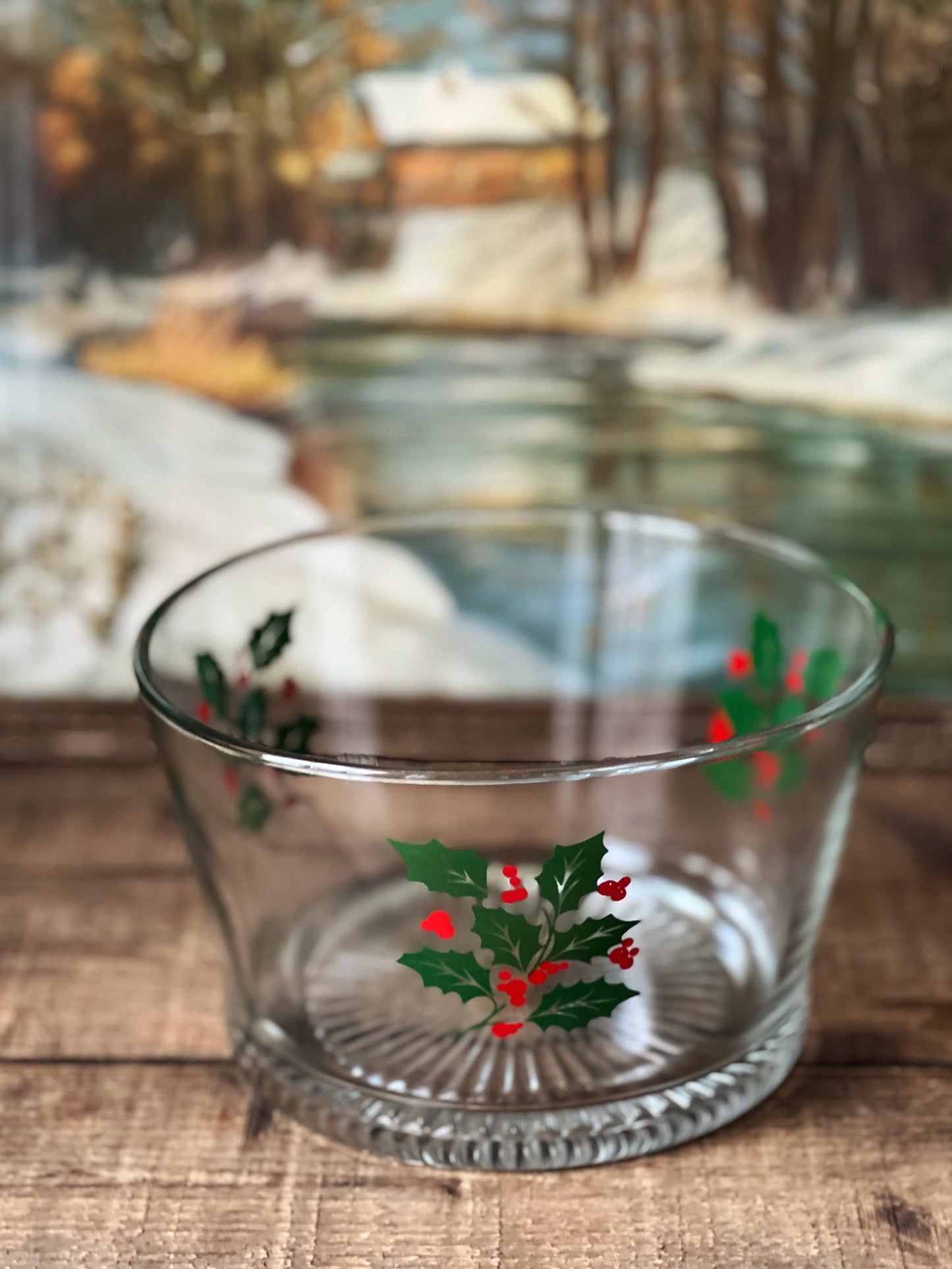 Vintage Glass Christmas Ice Bucket