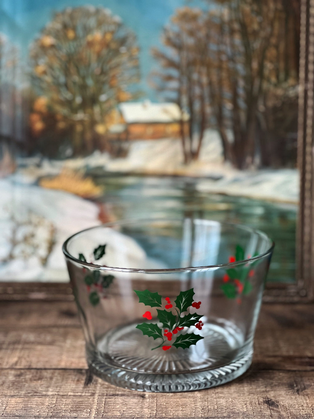 Vintage Glass Christmas Ice Bucket