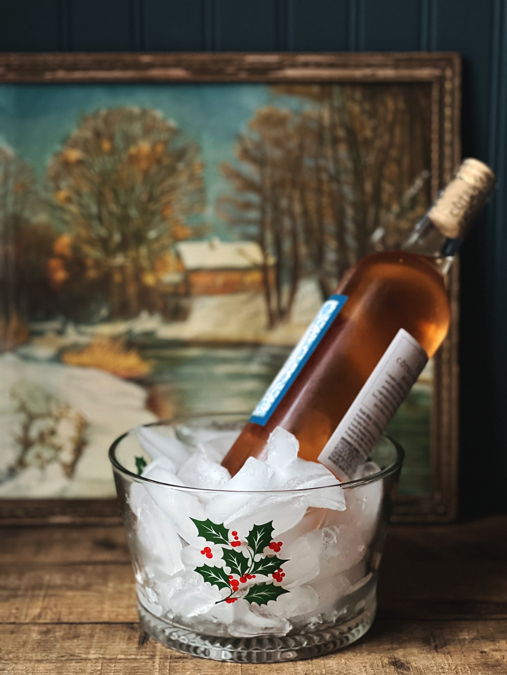 Vintage Glass Christmas Ice Bucket