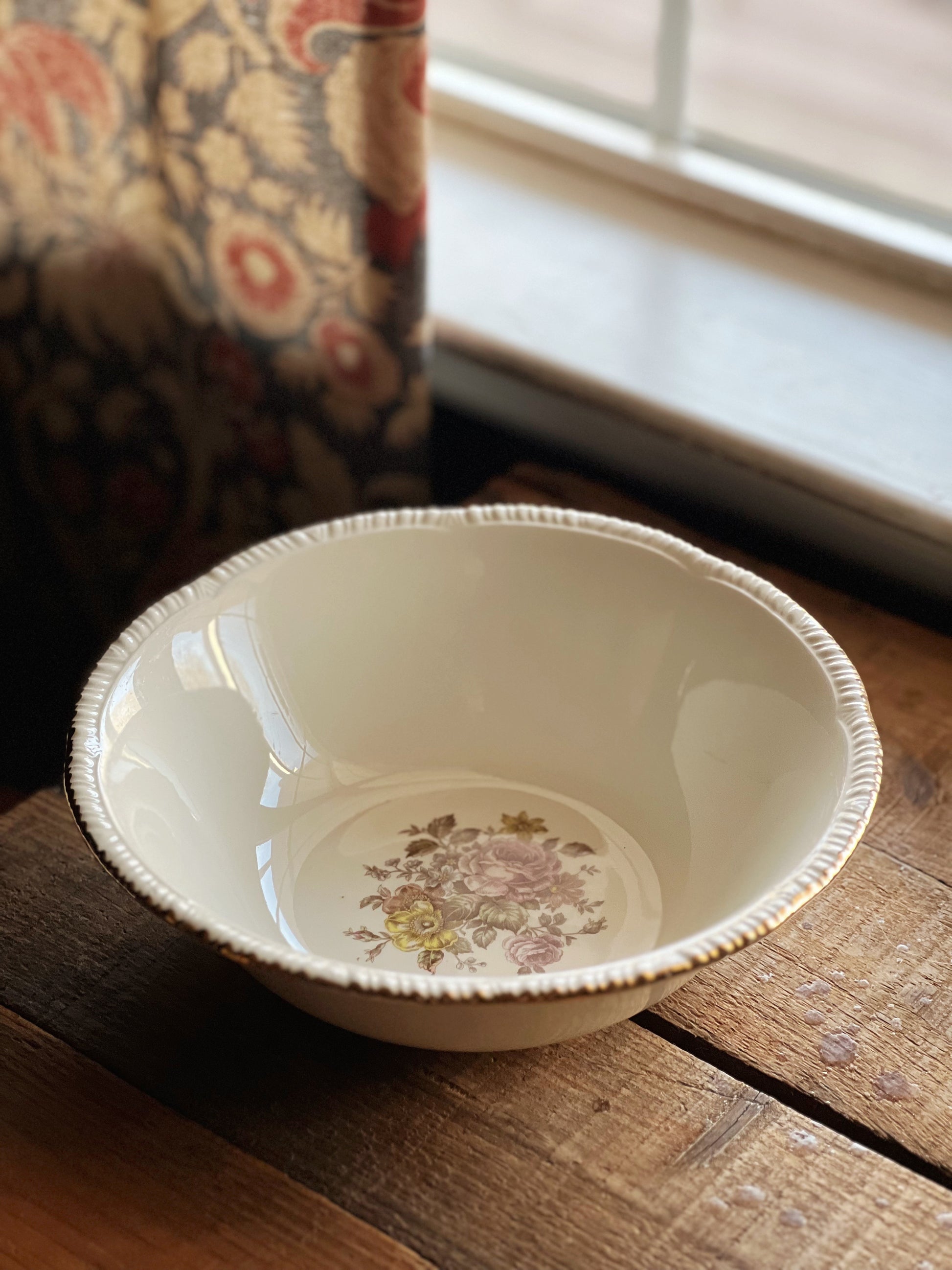 multicolor floral vegetable bowl