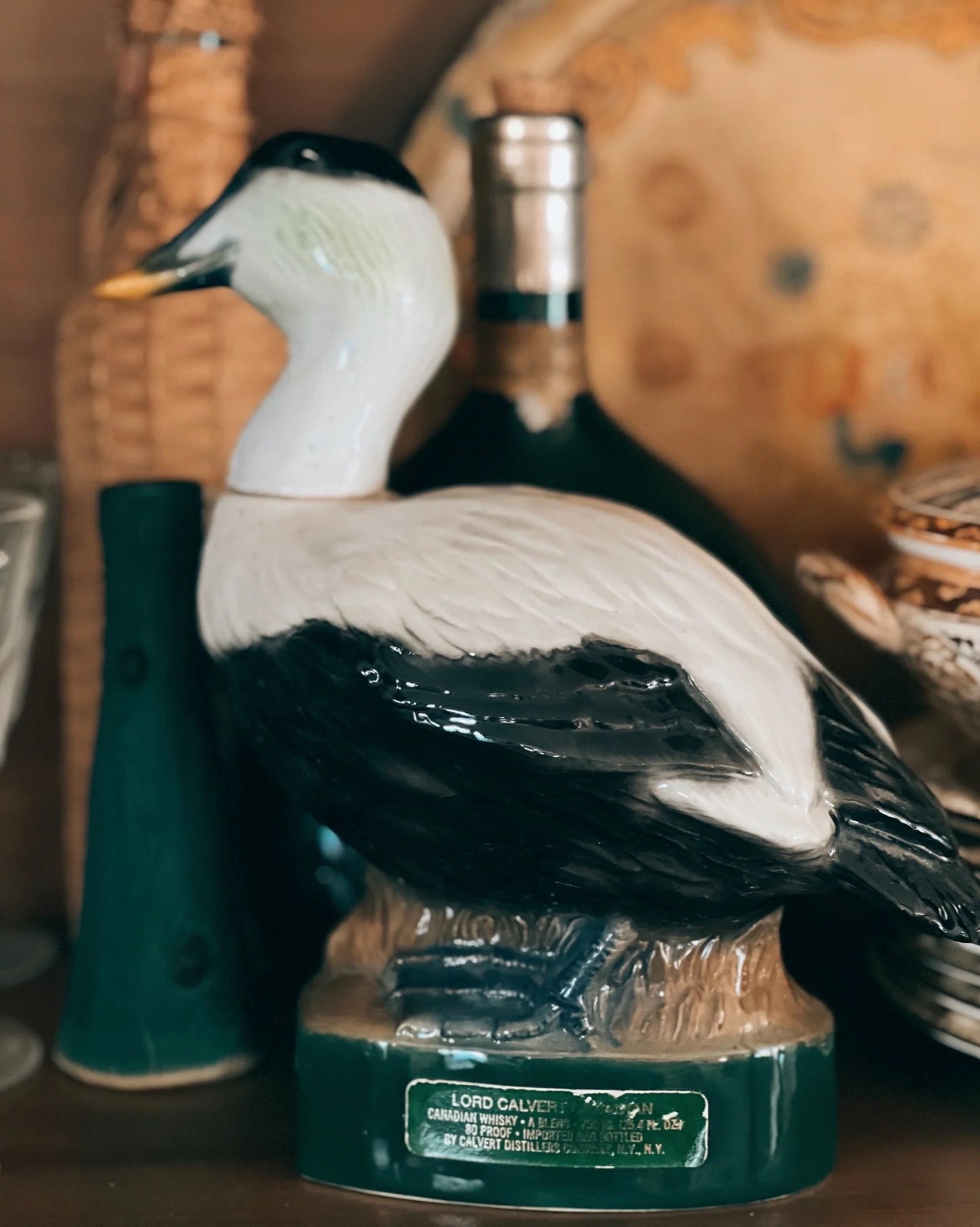Vintage Lord Calvert Canadian Whiskey Eider Duck Decanter
