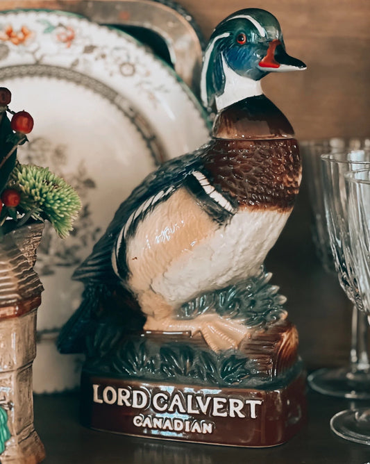 Vintage Lord Calvert Canadian Whiskey Wood Duck Decanter