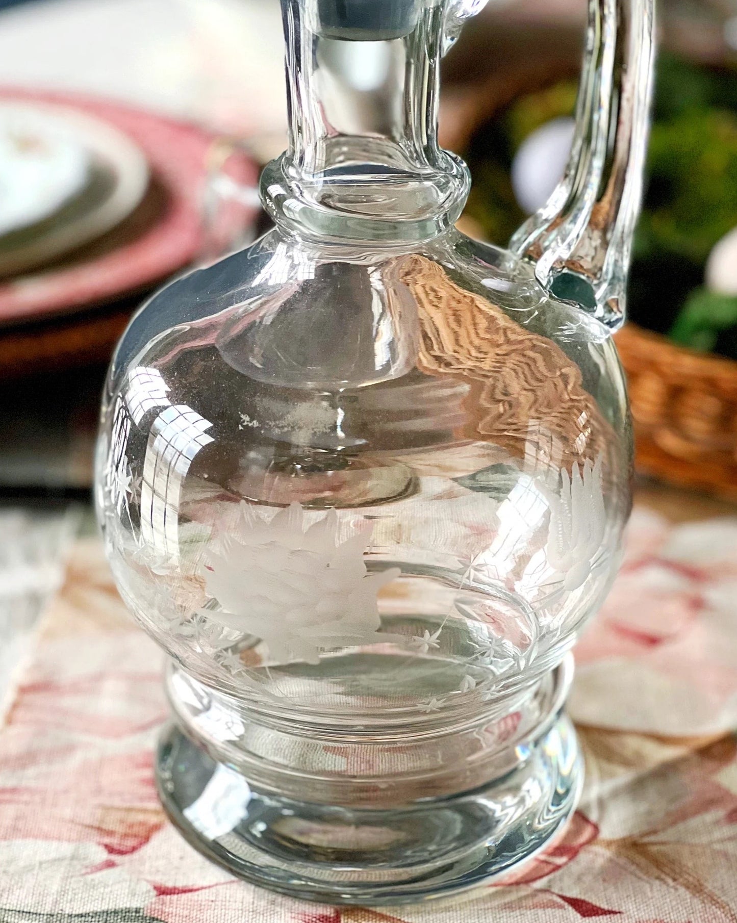 Vintage Etched Glass Decanter