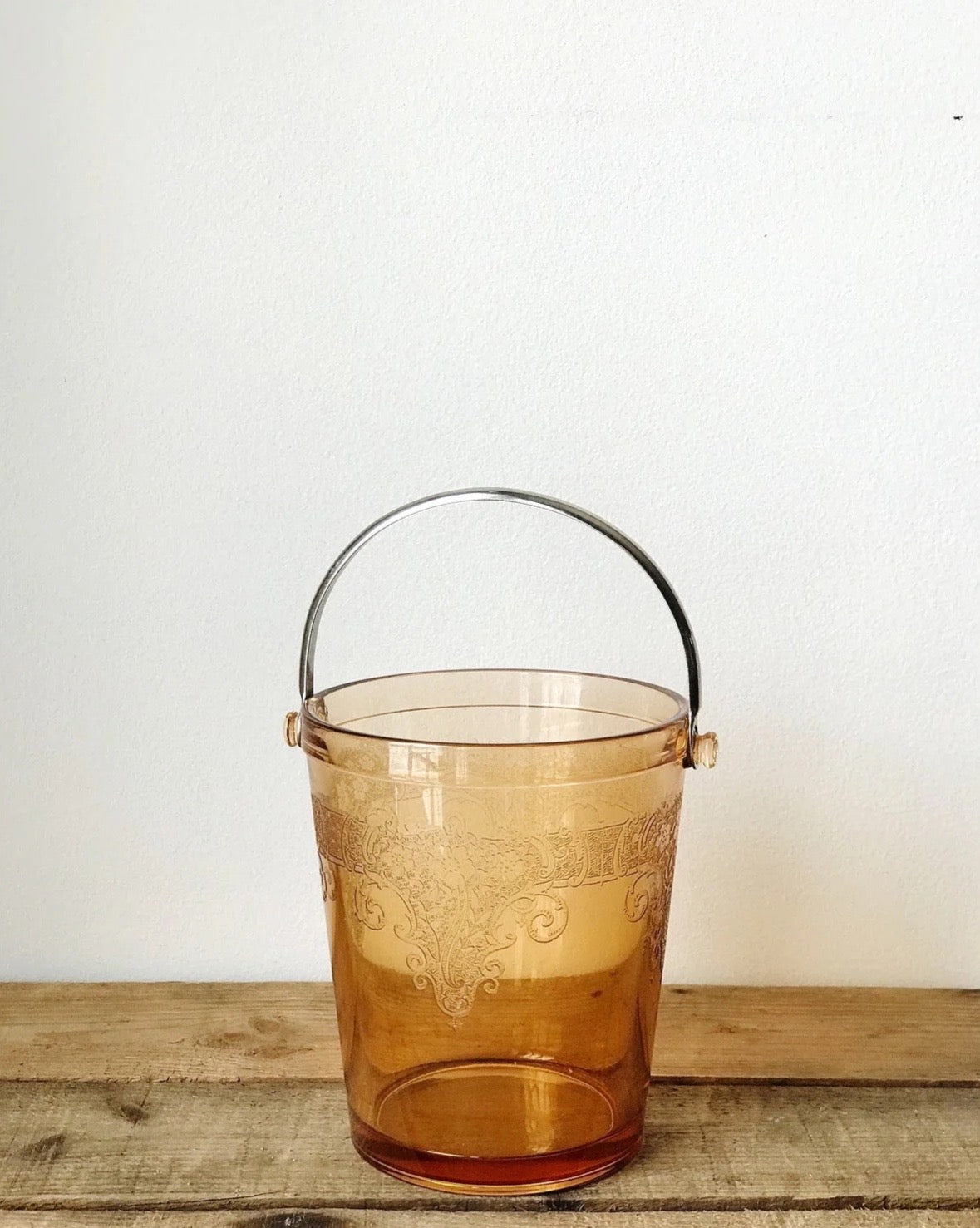 Etched Glass Vintage Ice Bucket