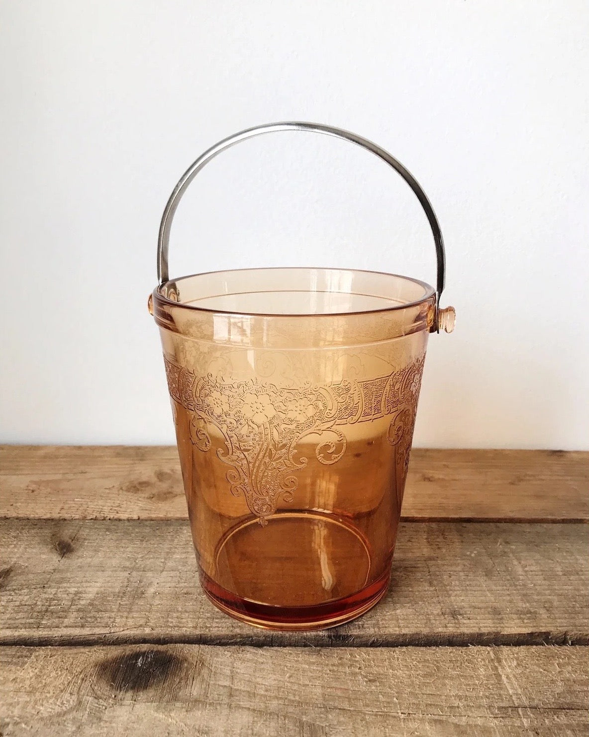 Etched Glass Vintage Ice Bucket