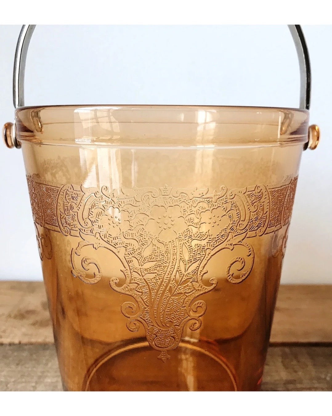 Etched Glass Vintage Ice Bucket