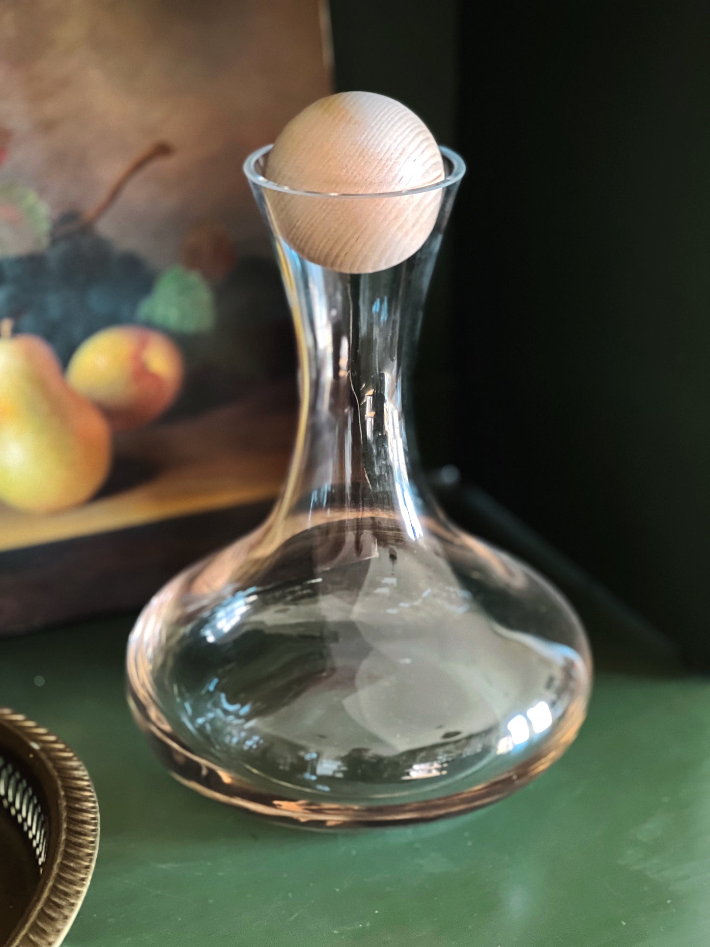 Modern Glass Decanter with Wood Stopper