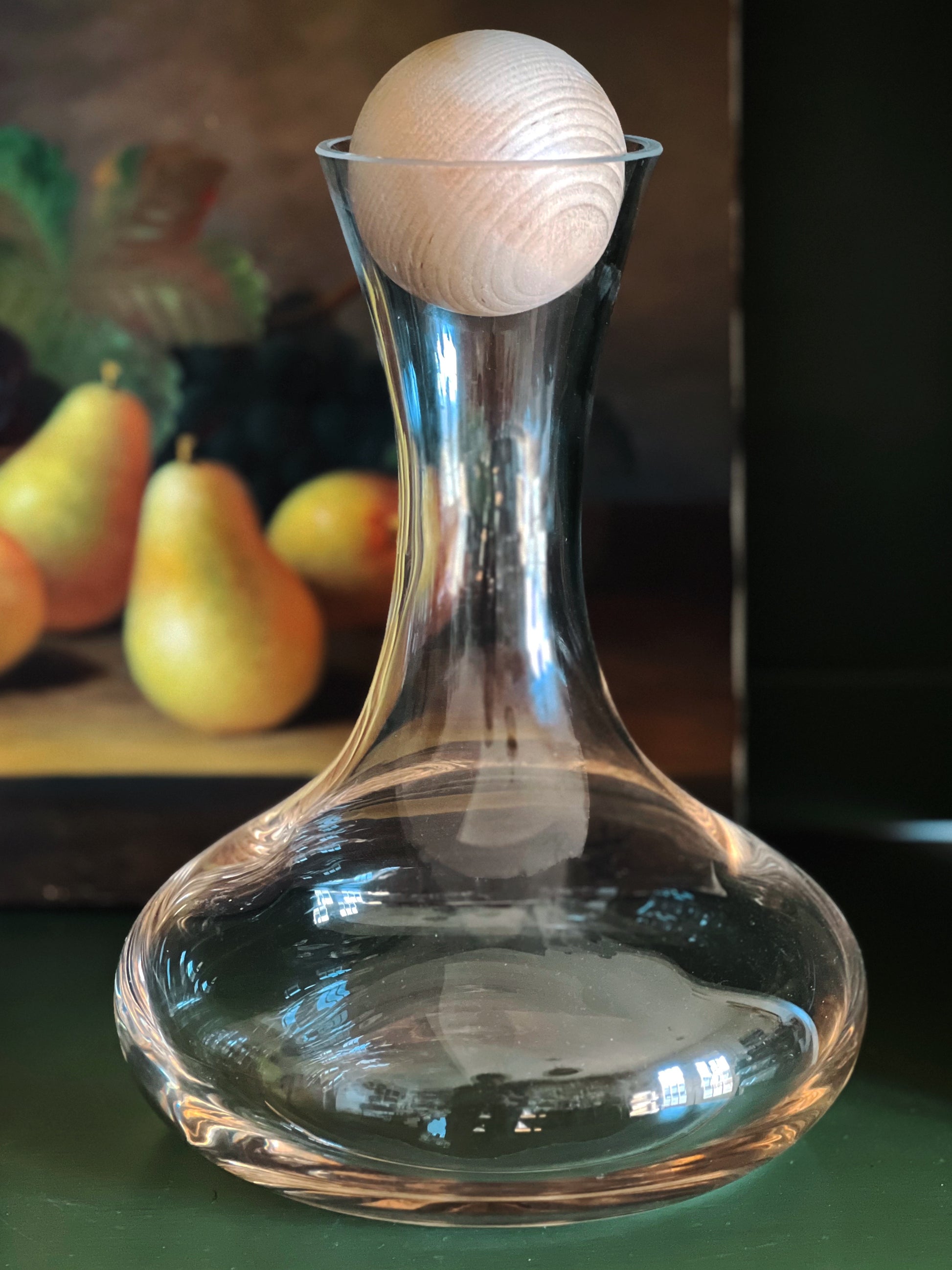 Modern Glass Decanter with Wood Stopper