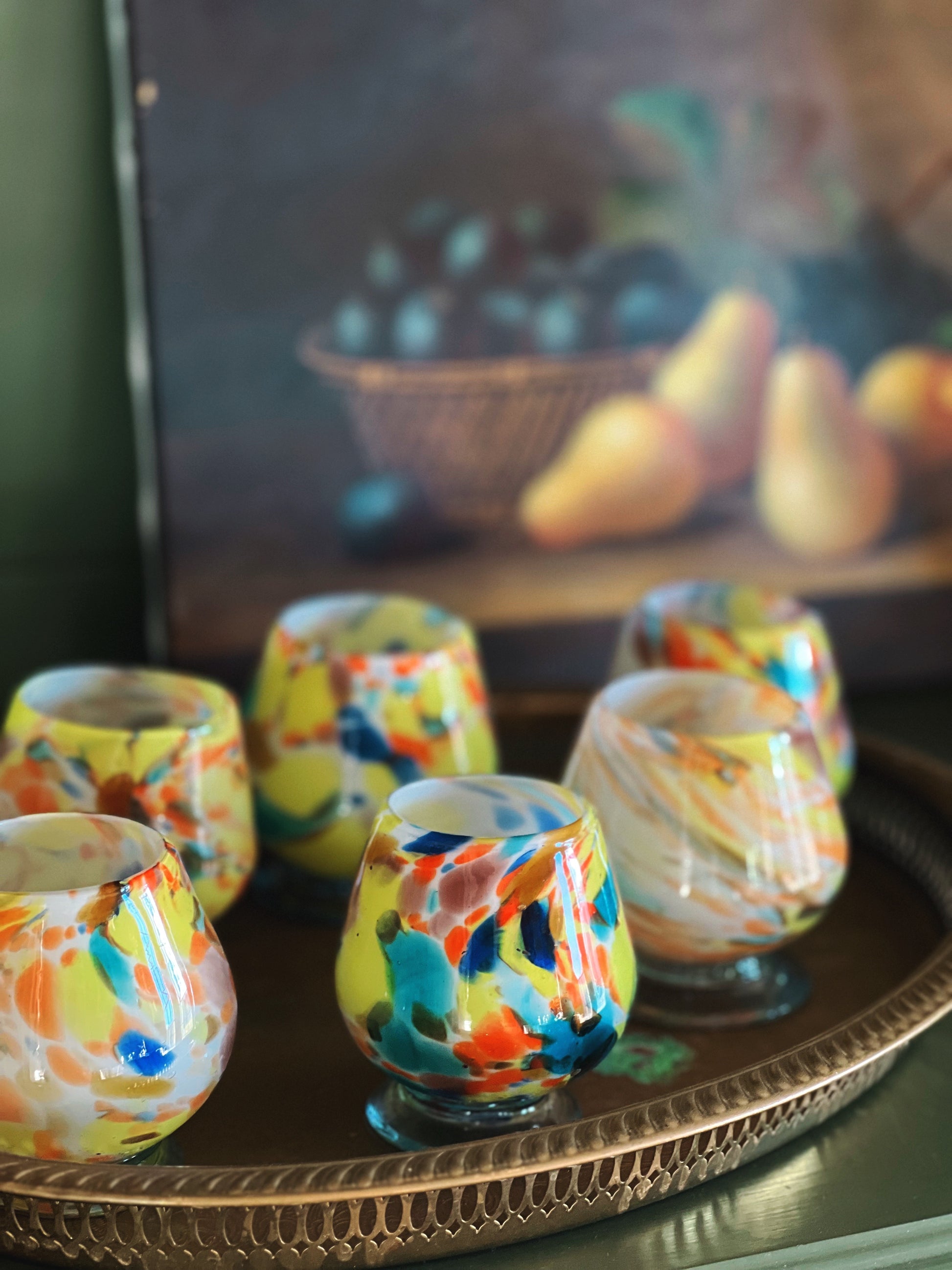 Set of 6 Vintage Murano Style Brandy Snifters