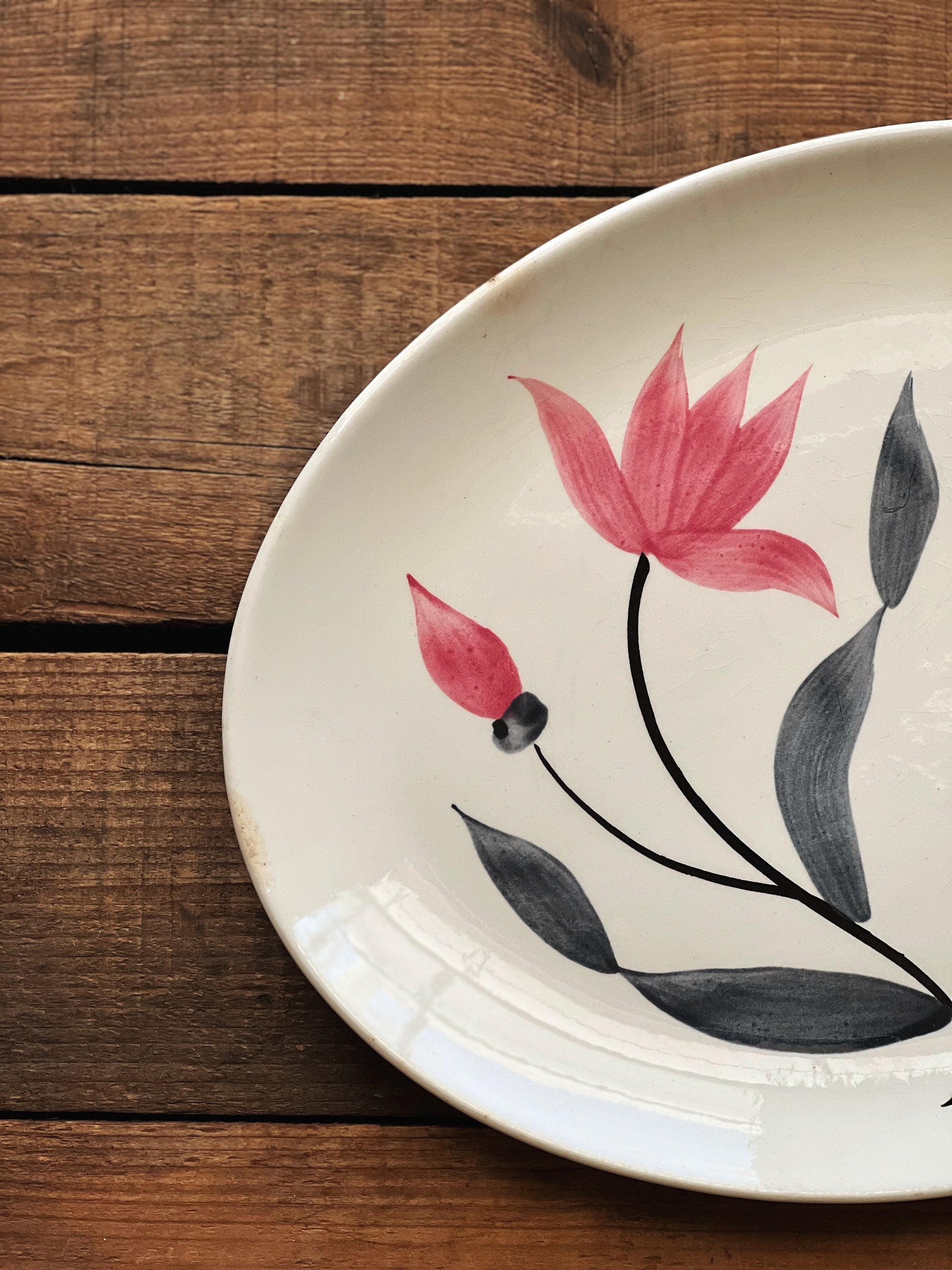 Vintage American Heritage Hand Painted Floral Serving Platter