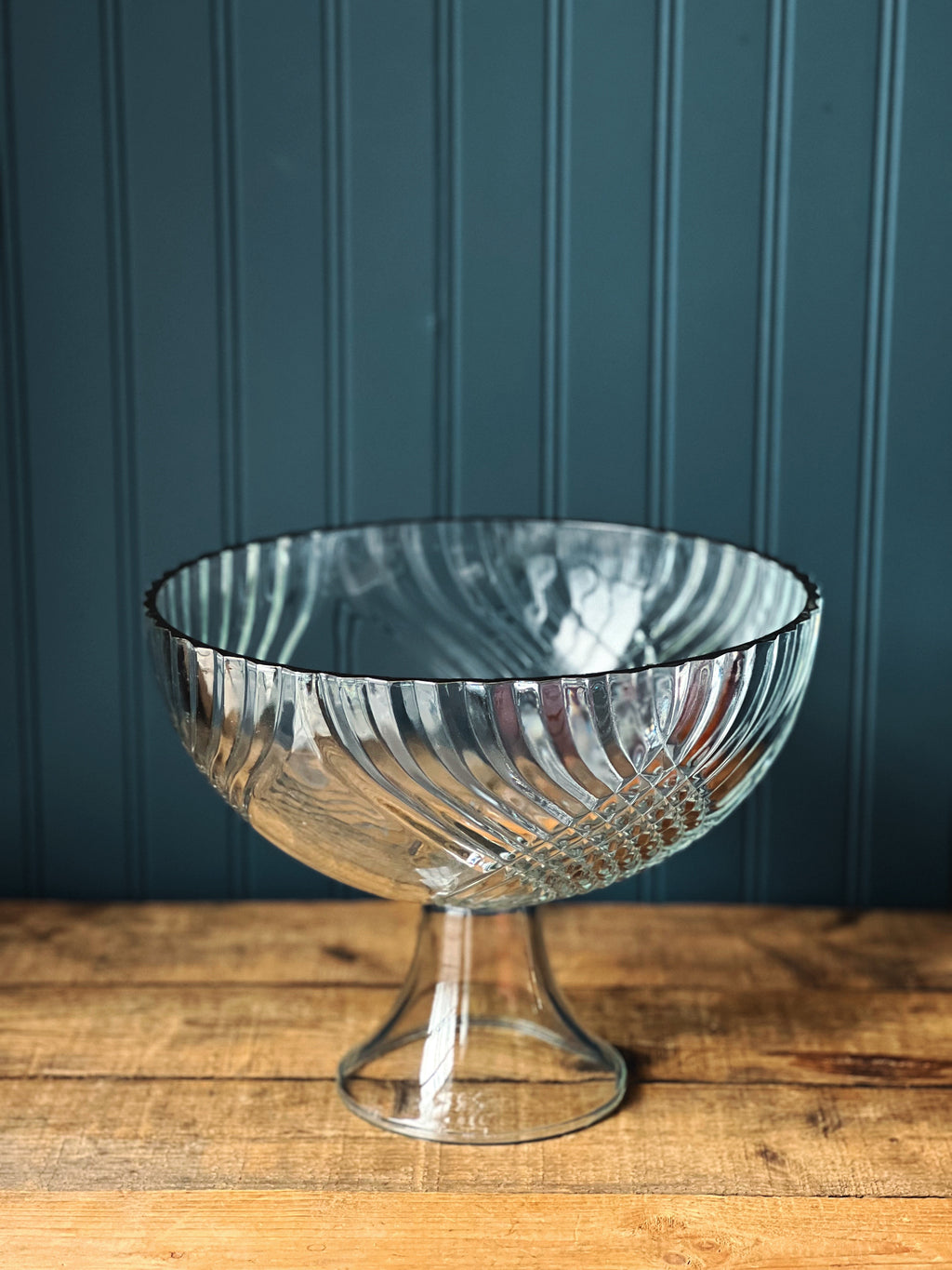 Vintage Cut Glass Pedestal Punch Bowl