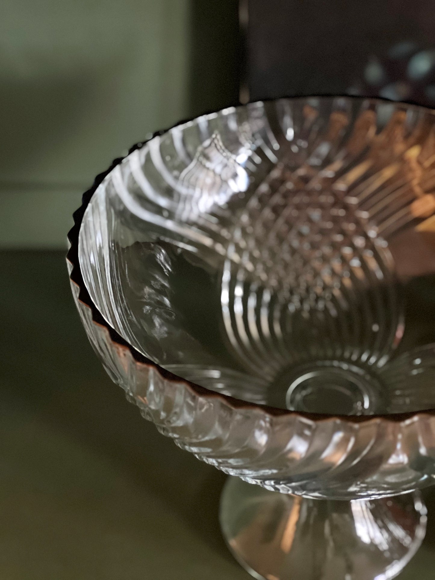 Vintage Cut Glass Pedestal Punch Bowl
