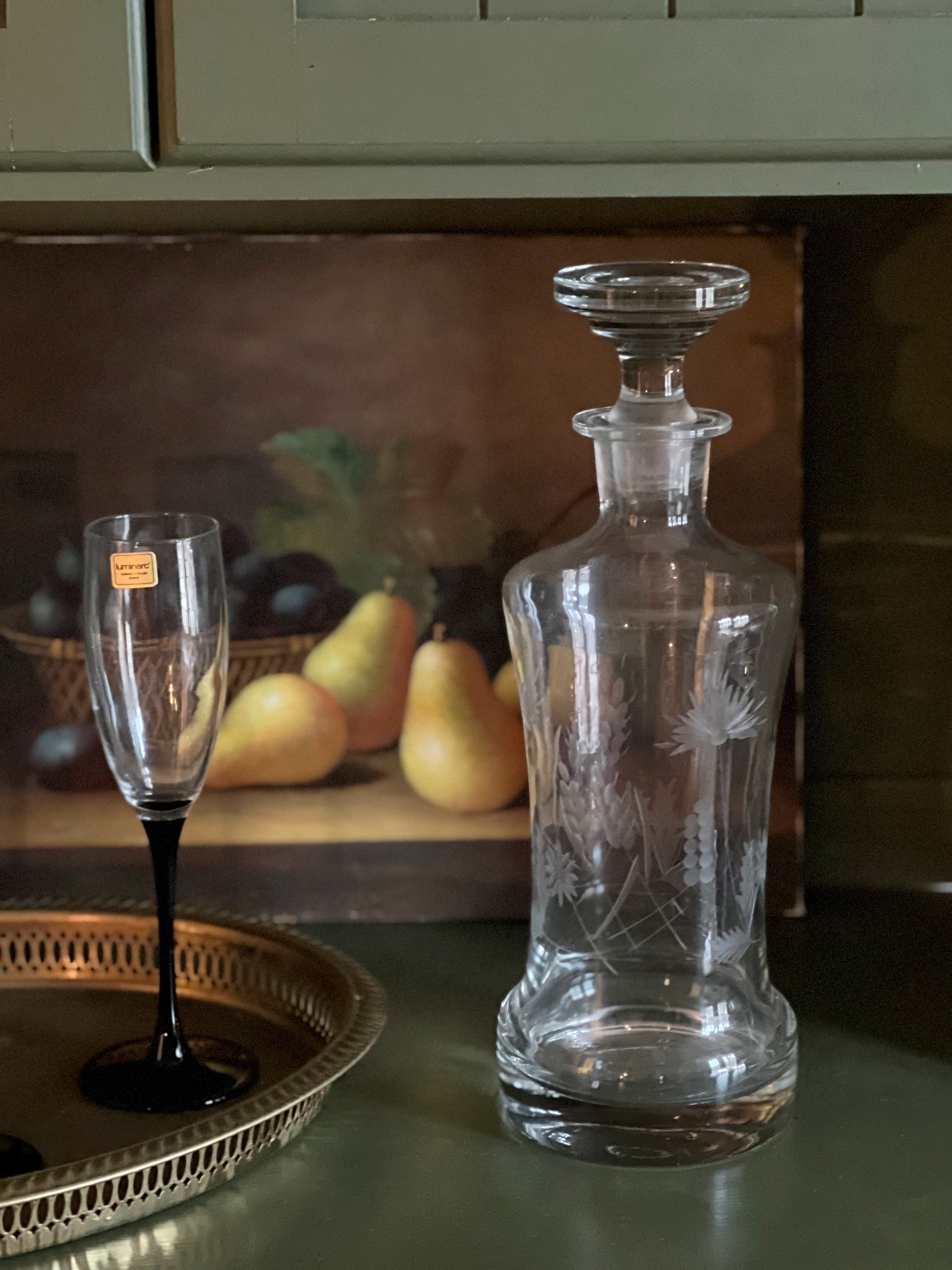 Vintage Etched Glass Decanter