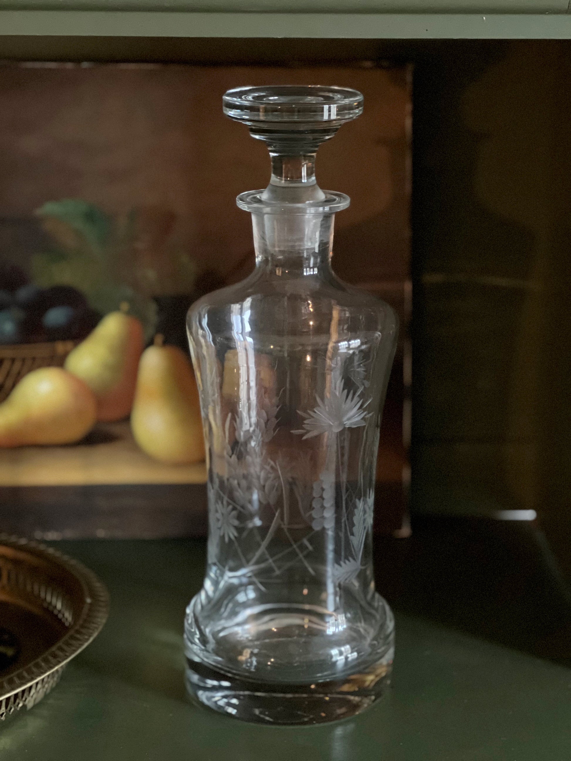 Vintage Etched Glass Decanter