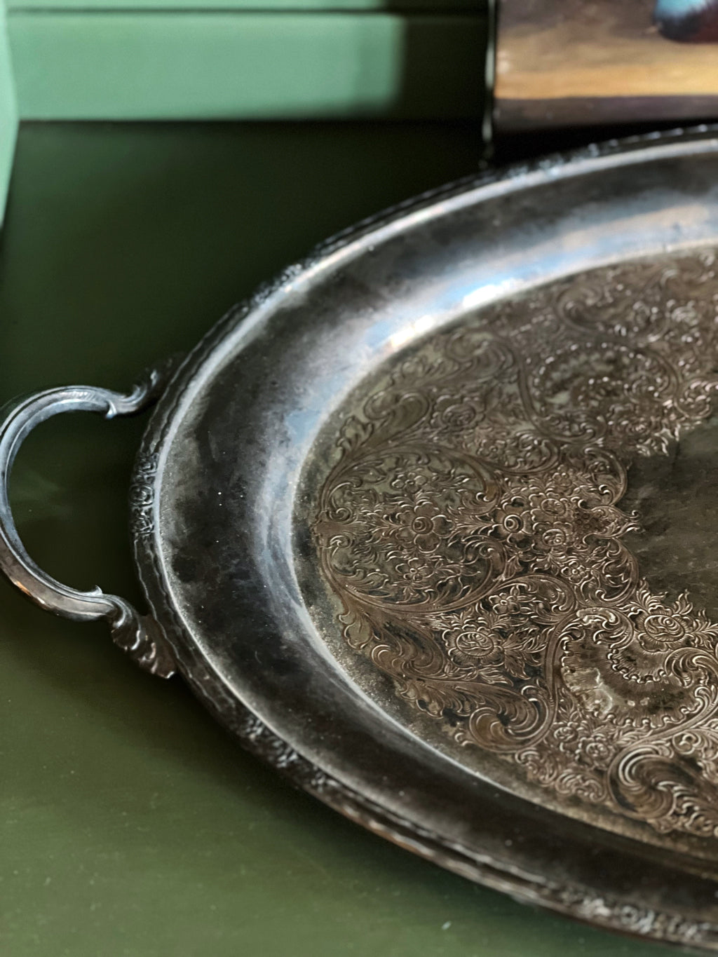 Vintage Camille Silver Large Oval Serving Tray