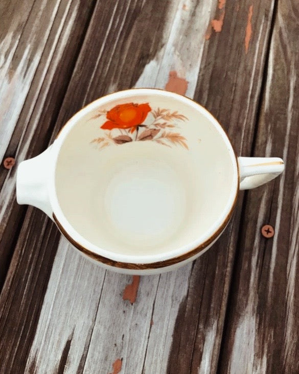 Vintage Triumph American Limoges Vermillion Rose Creamer