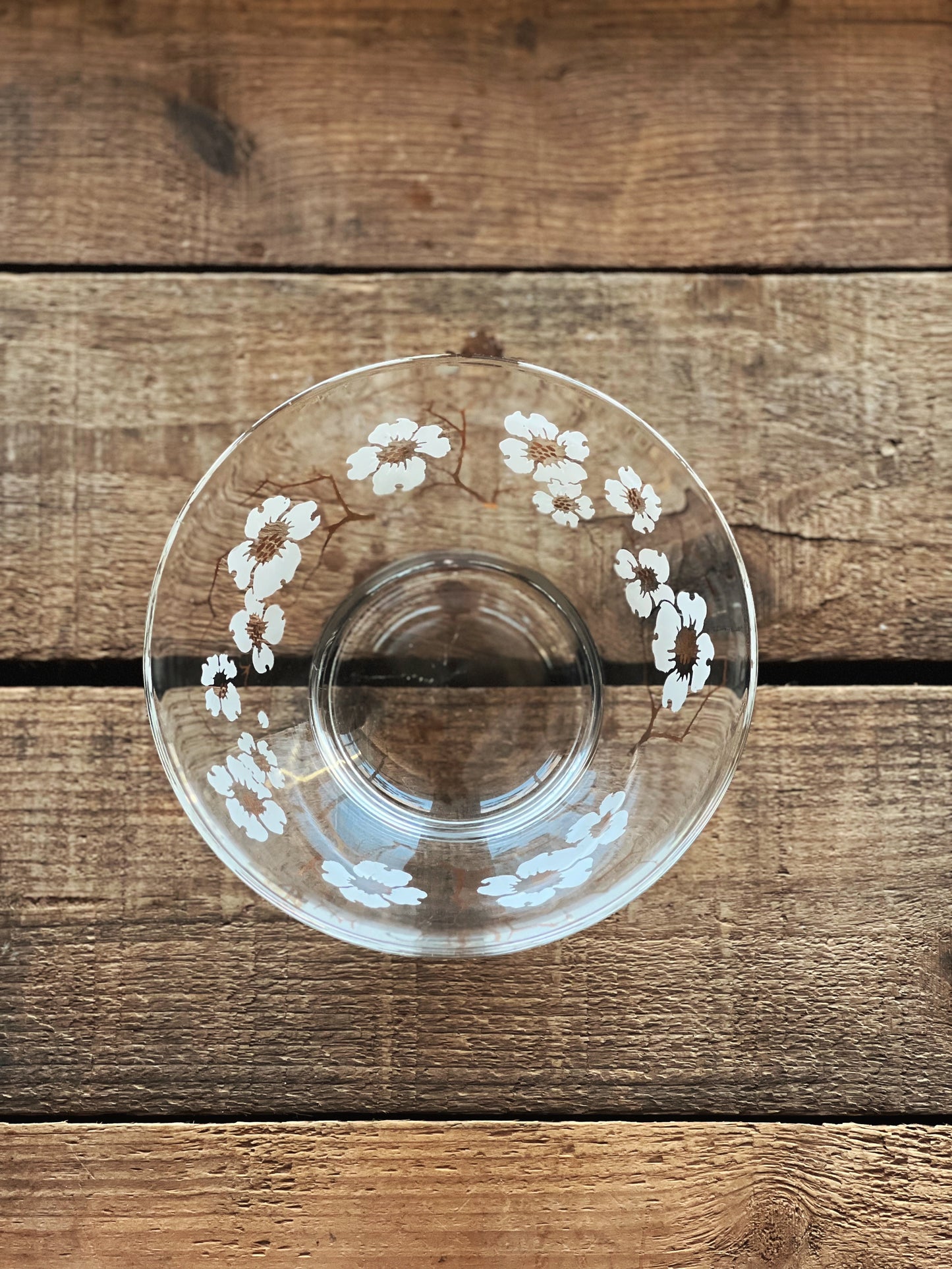 Small Vintage Cherry Blossom Glass Bowl