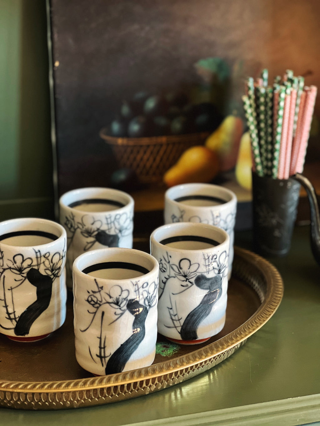 Set of 5 Vintage Japanese (Yunomi) Teacups