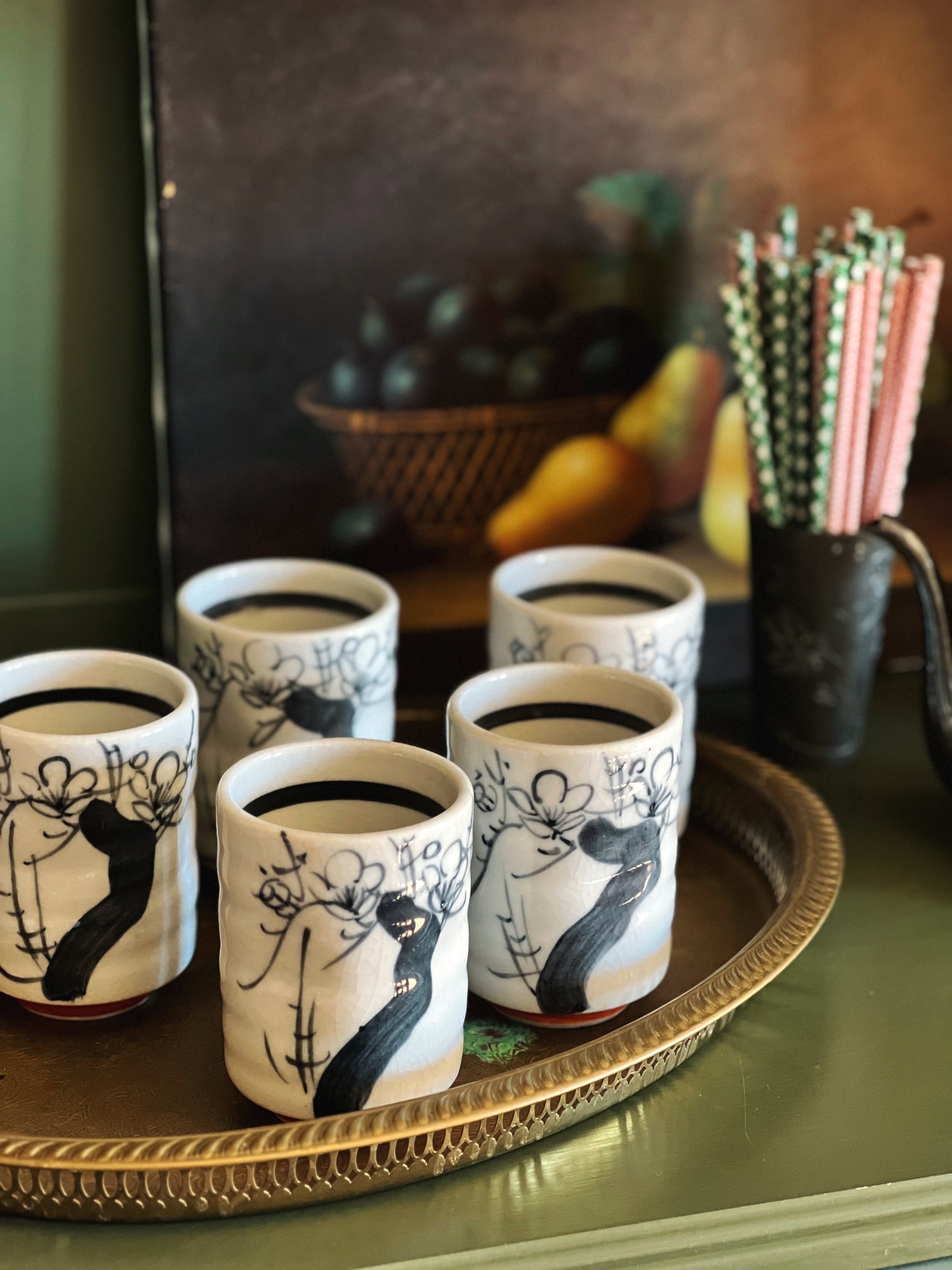 Set of 5 Vintage Japanese (Yunomi) Teacups