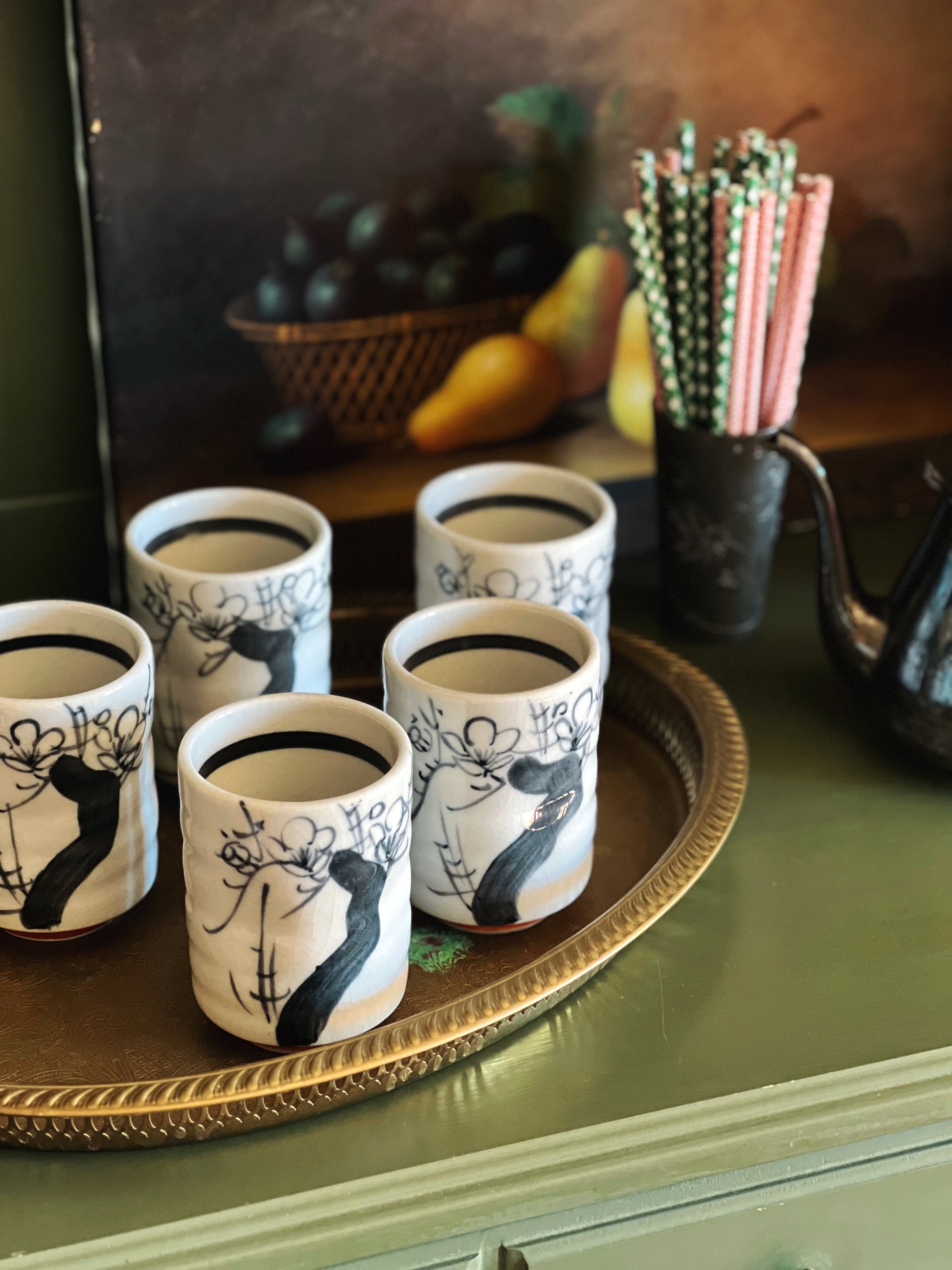 Set of 5 Vintage Japanese (Yunomi) Teacups